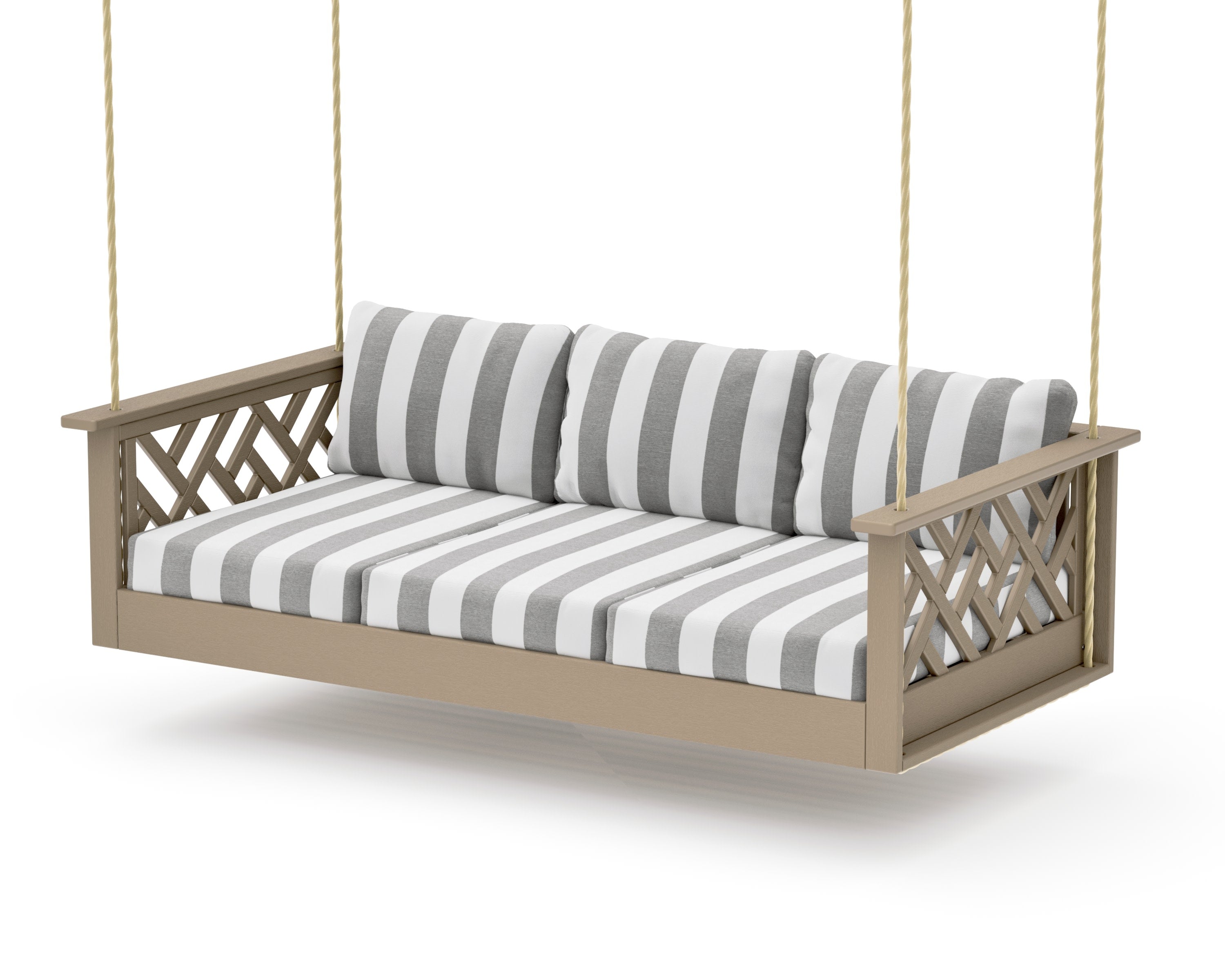 Chippendale Daybed Swing in Vintage Sahara / Cabana Stripe Grey Mist