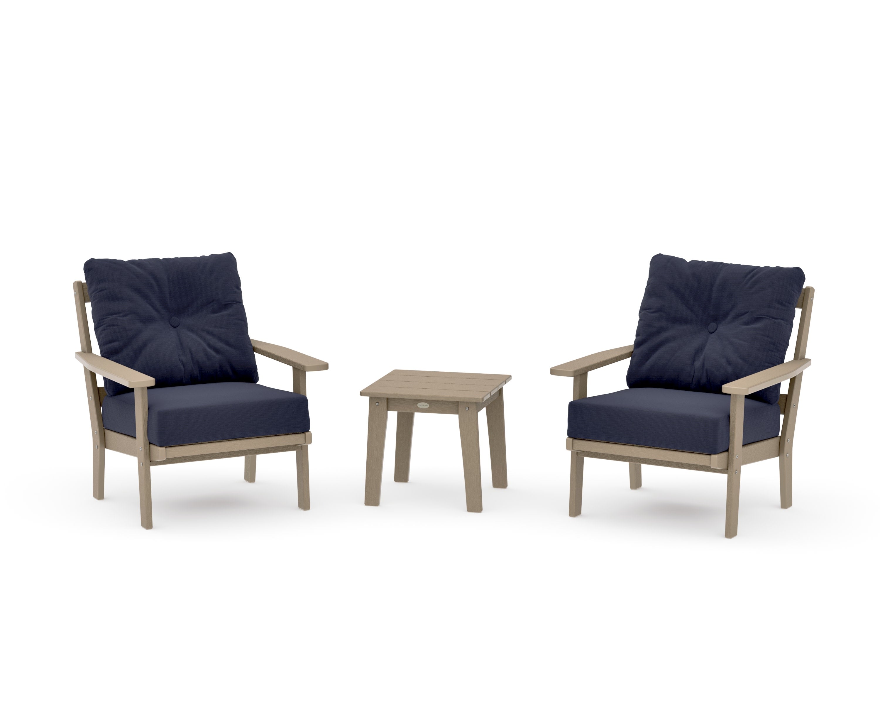 Prairie 3-Piece Deep Seating Set in Vintage Sahara / Navy Linen