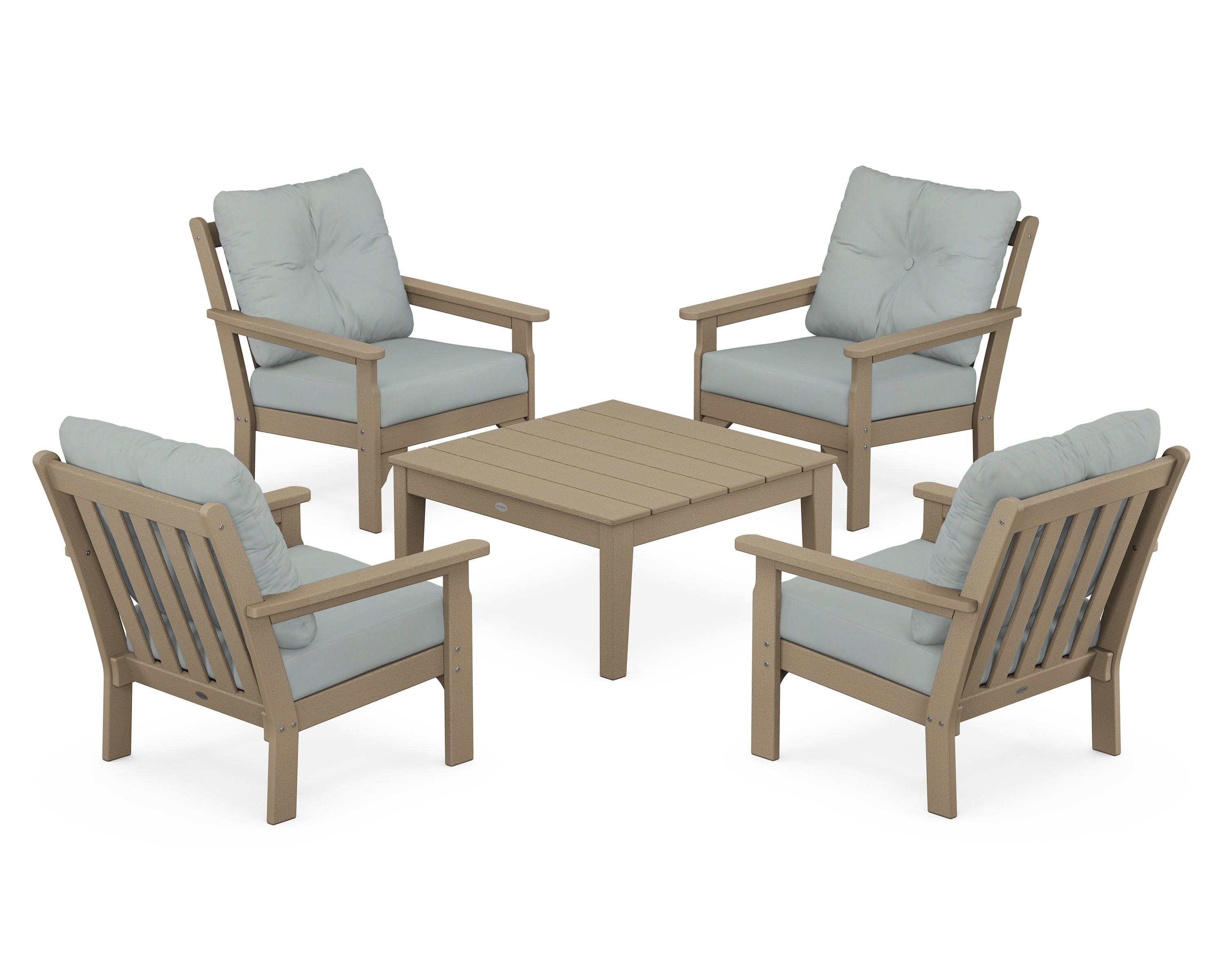 Vineyard 5-Piece Deep Seating Conversation Set in Vintage Sahara / Spa