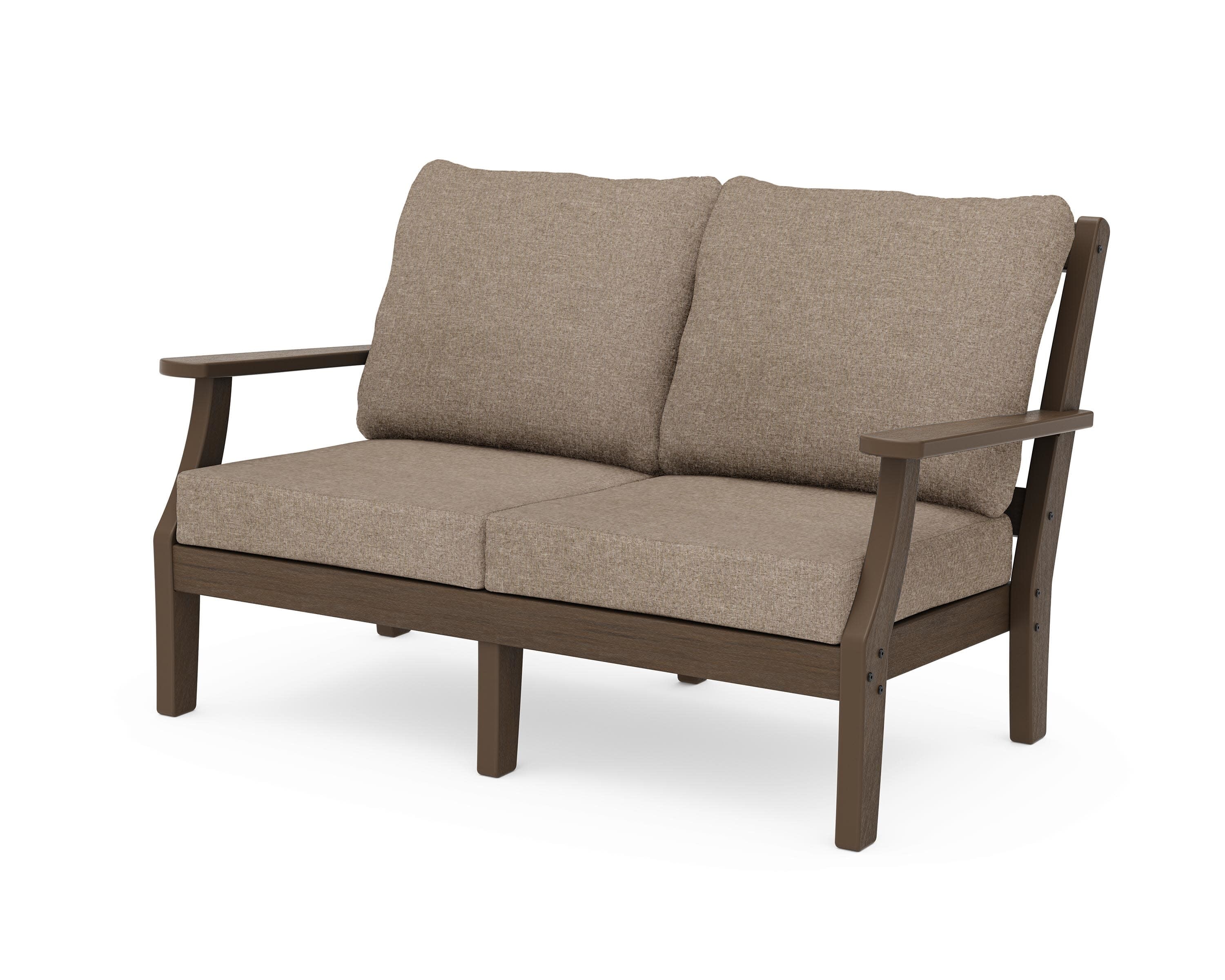 Chinoiserie Deep Seating Loveseat in Kona / Spiced Burlap
