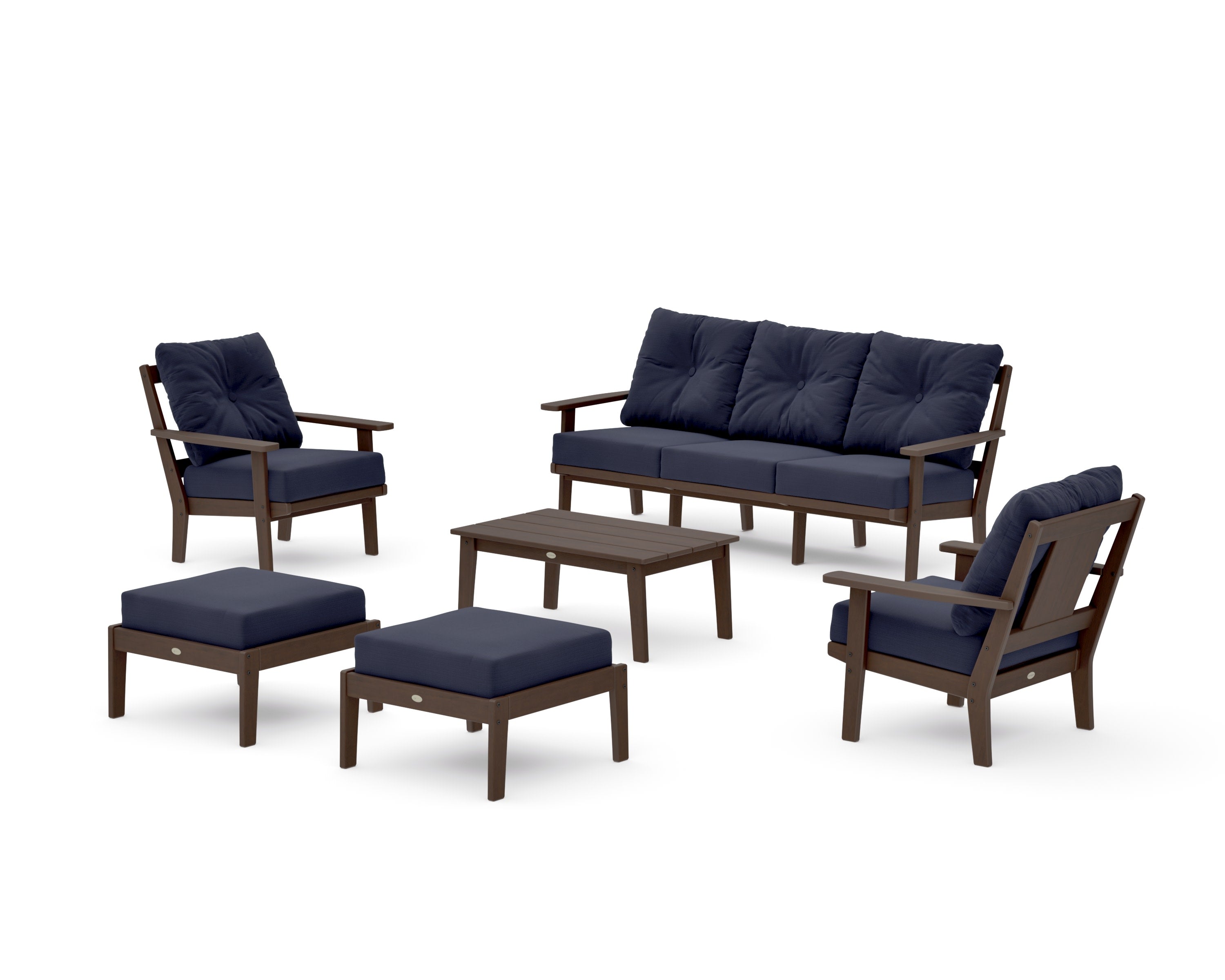 Prairie 6-Piece Lounge Sofa Set in Kona / Navy Linen