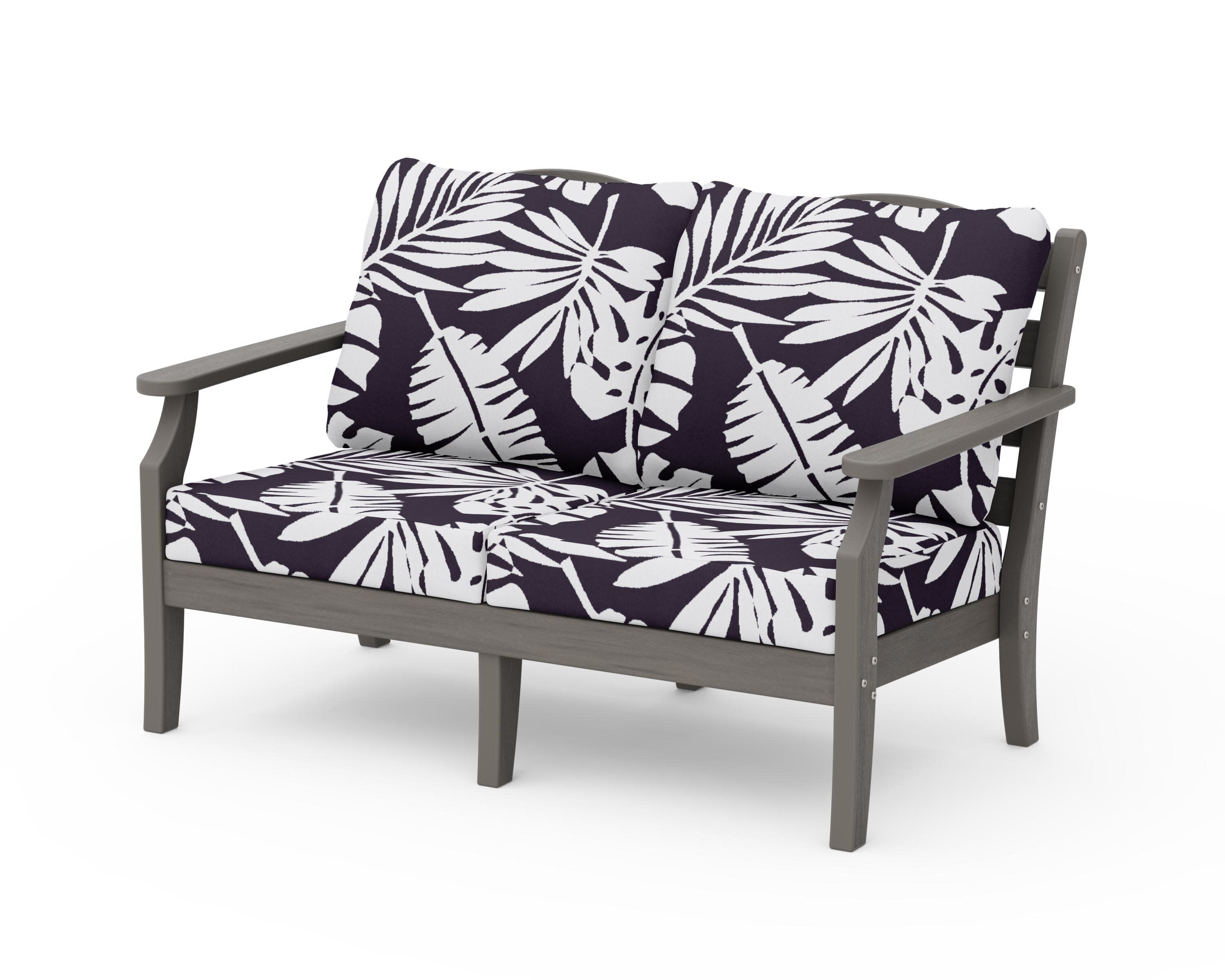 Savannah Deep Seating Loveseat in Driftwood / Leaf Navy