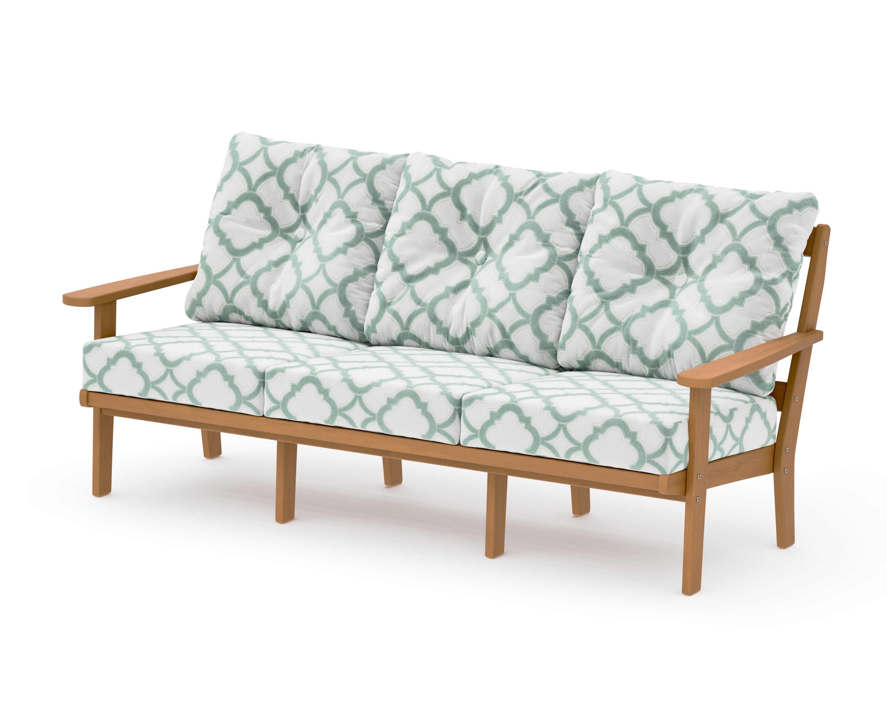 Mission Deep Seating Sofa in Natural / Trellis Glacier Spa