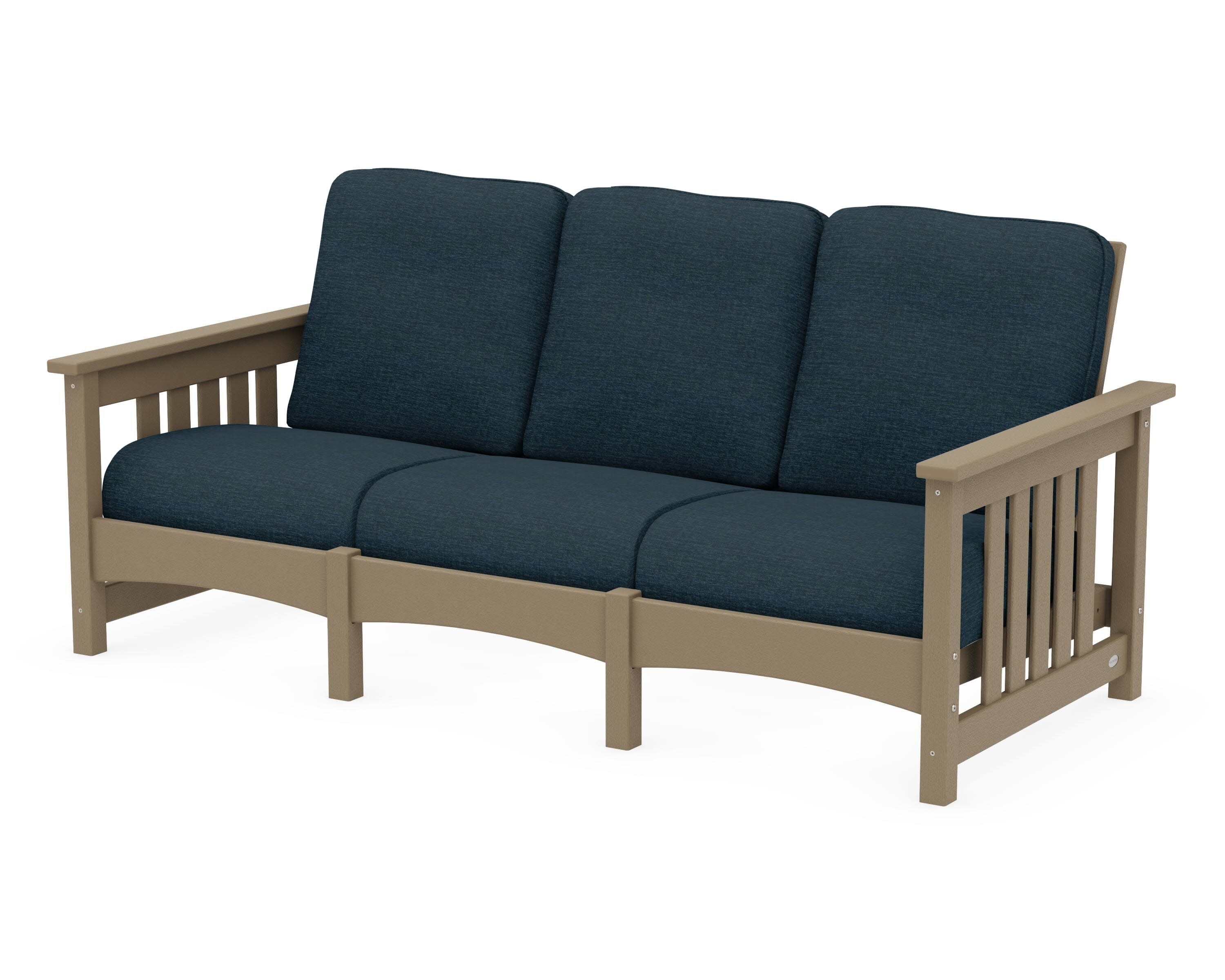 Club Mission Sofa in Vintage Sahara / Platform Indigo