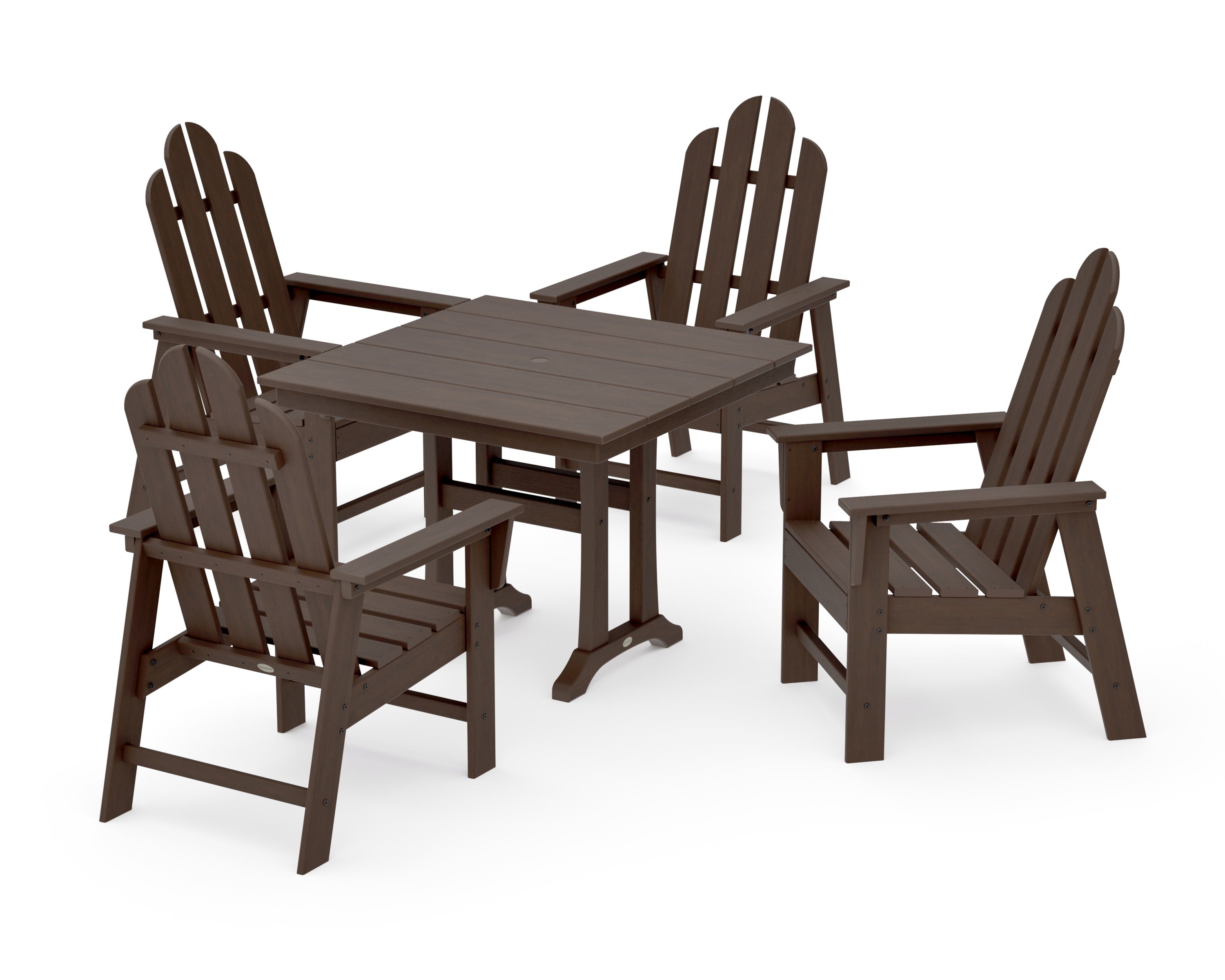 Long Island 5-Piece Farmhouse Dining Set With Trestle Legs in Kona