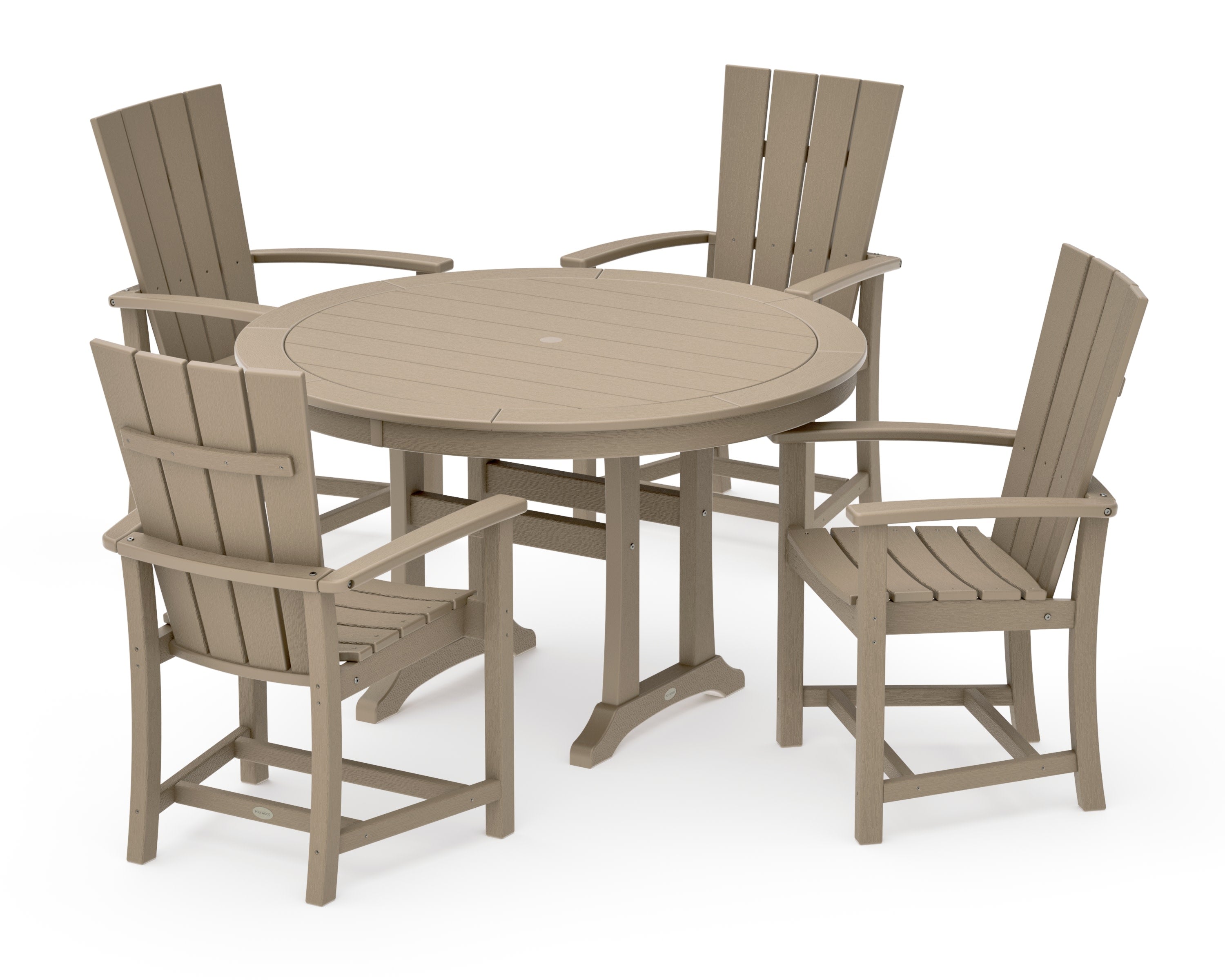 Quattro 5-Piece Round Dining Set with Trestle Legs in Vintage Sahara