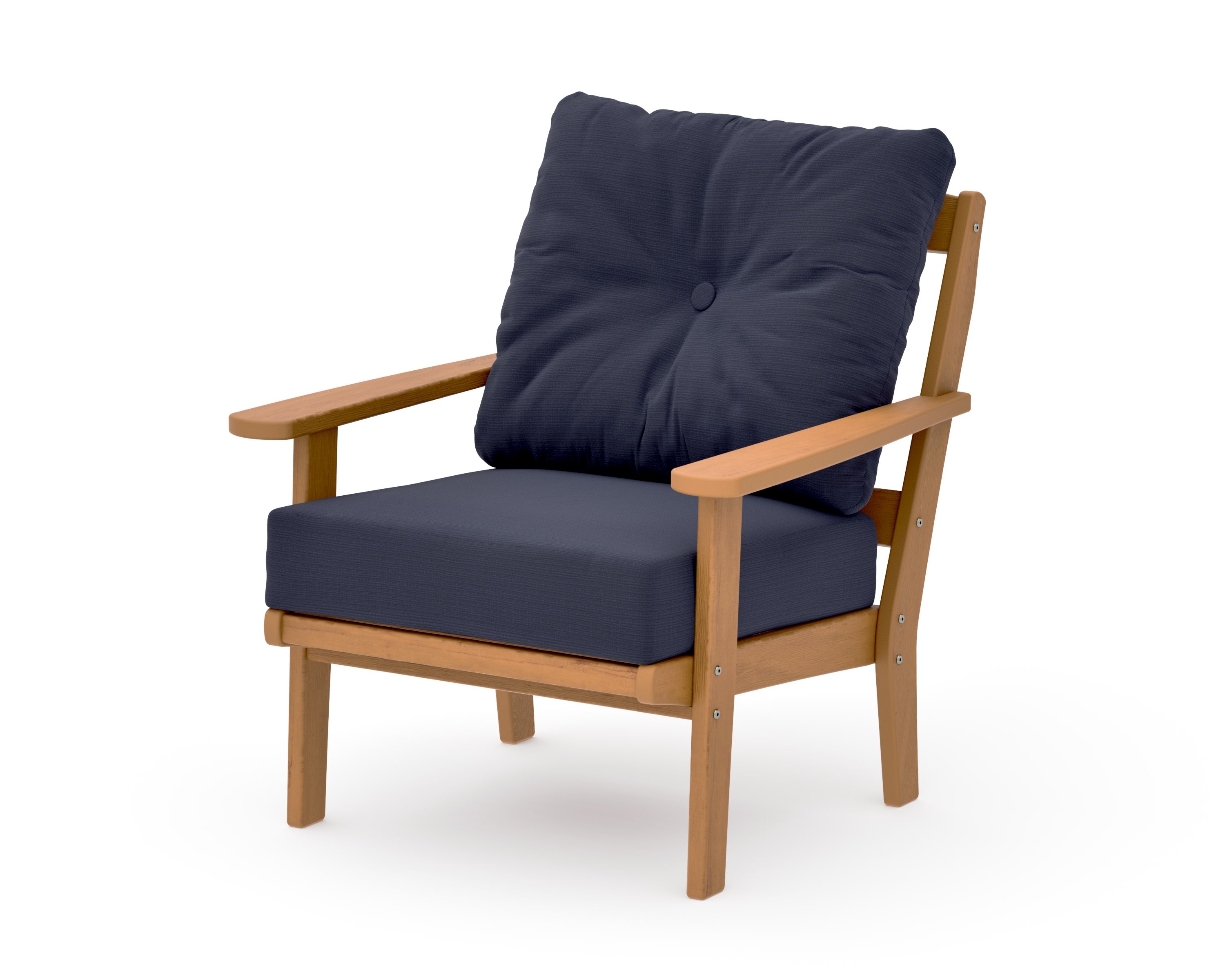 Mission Deep Seating Chair in Natural / Navy Linen