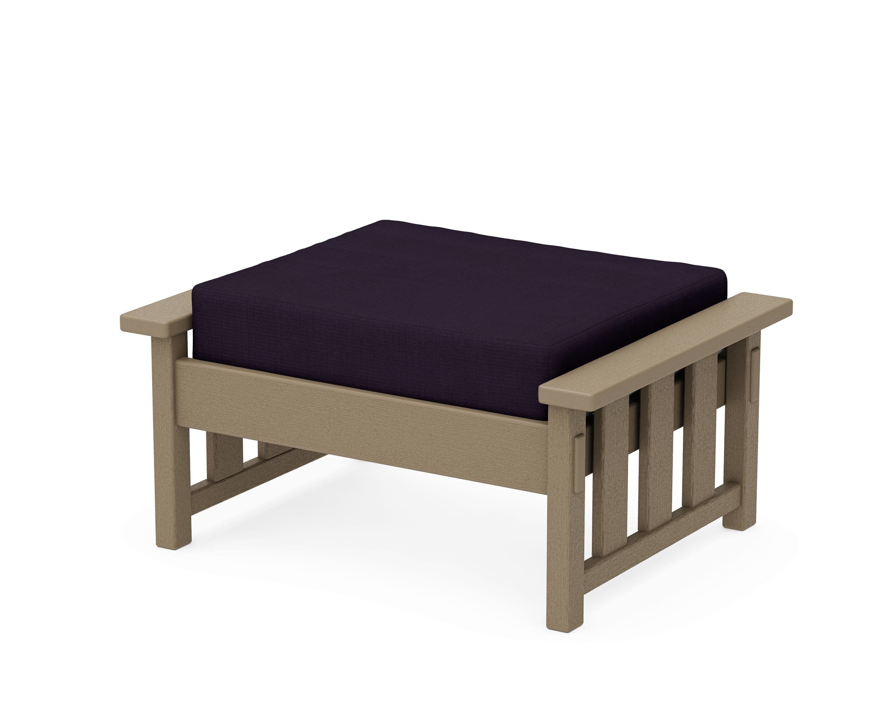 Acadia Deep Seating Ottoman in Vintage Sahara / Navy Linen