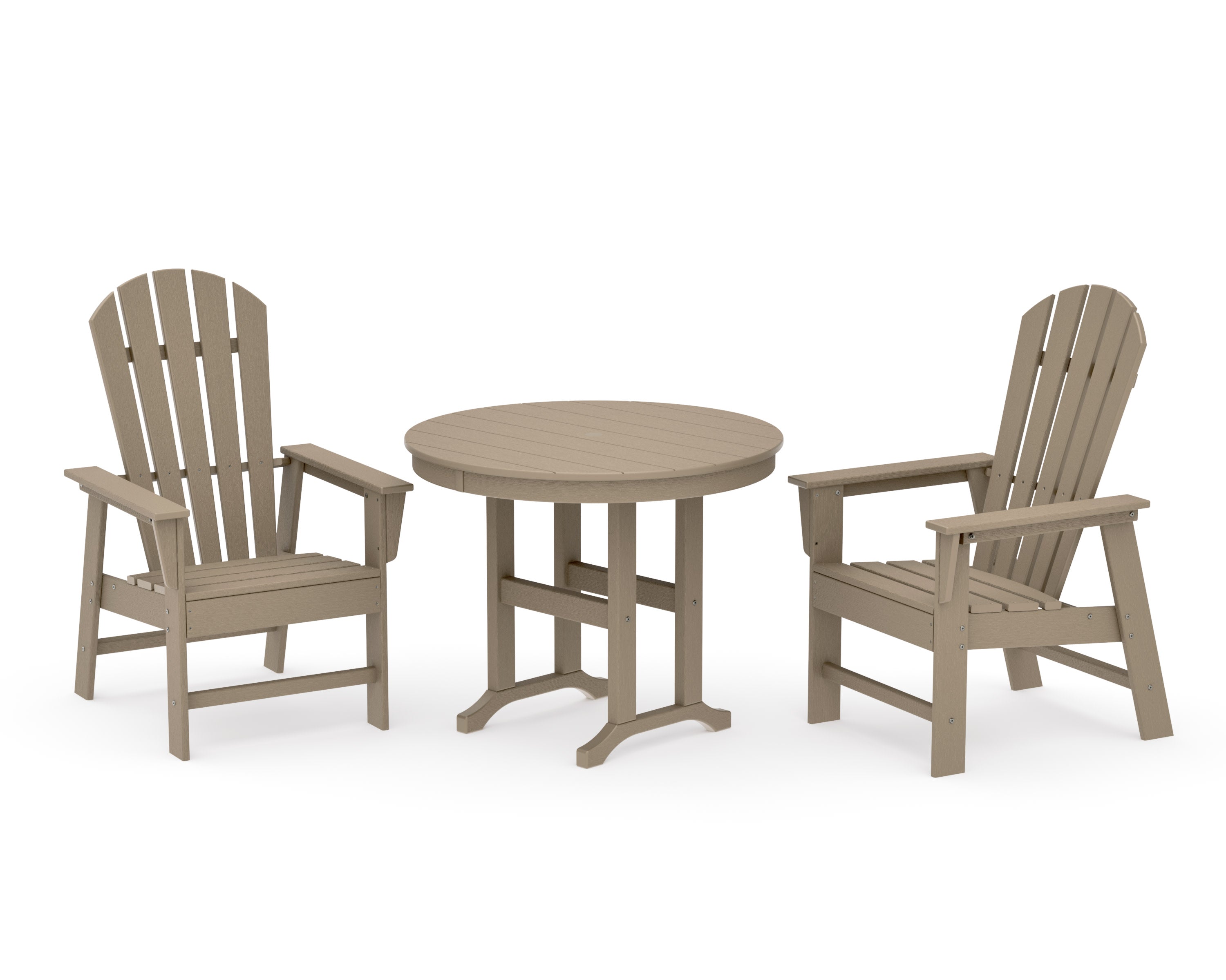 South Beach 3-Piece Round Farmhouse Dining Set in Vintage Sahara