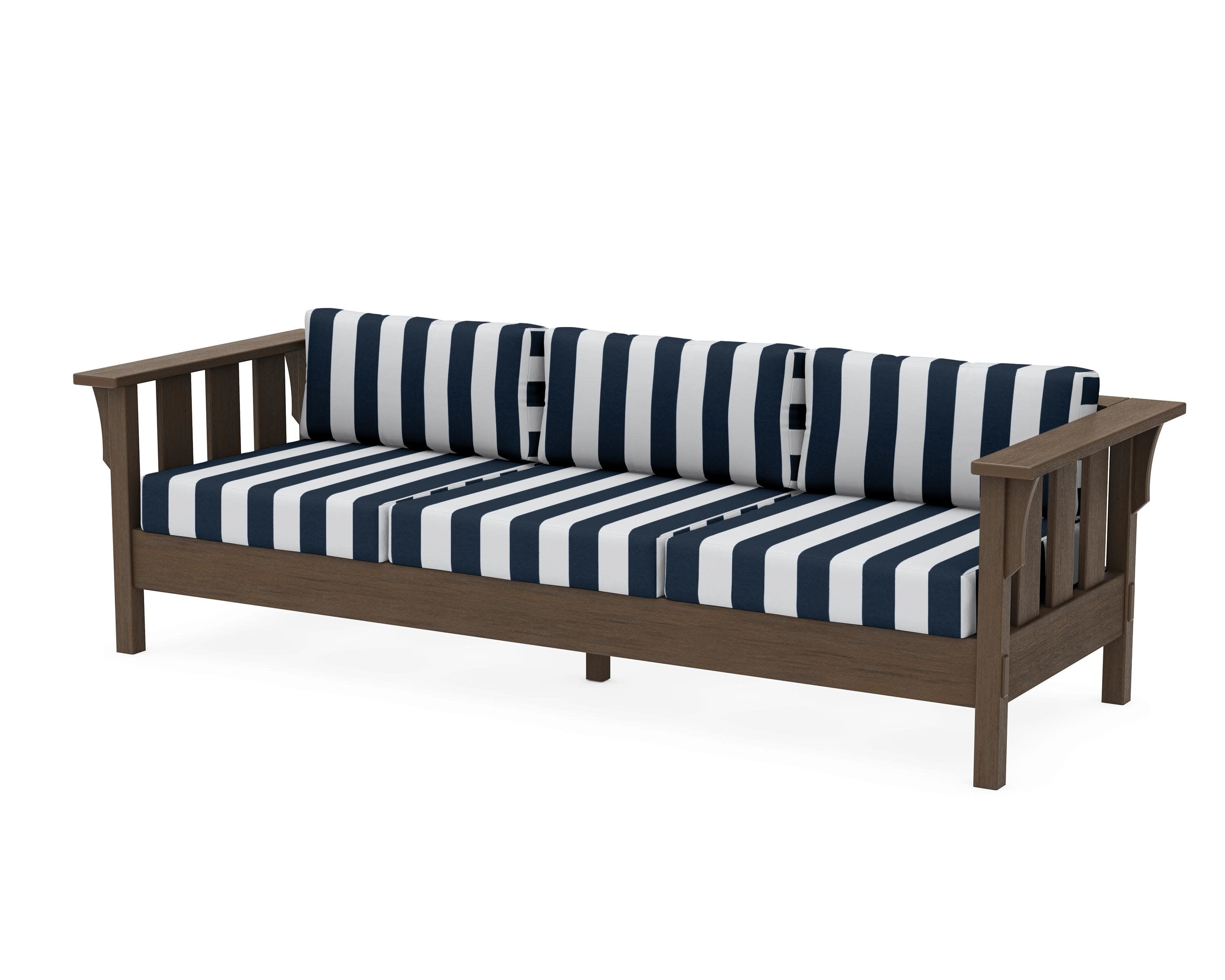 Acadia Deep Seating Sofa in Kona / Cabana Stripe Marine Indigo
