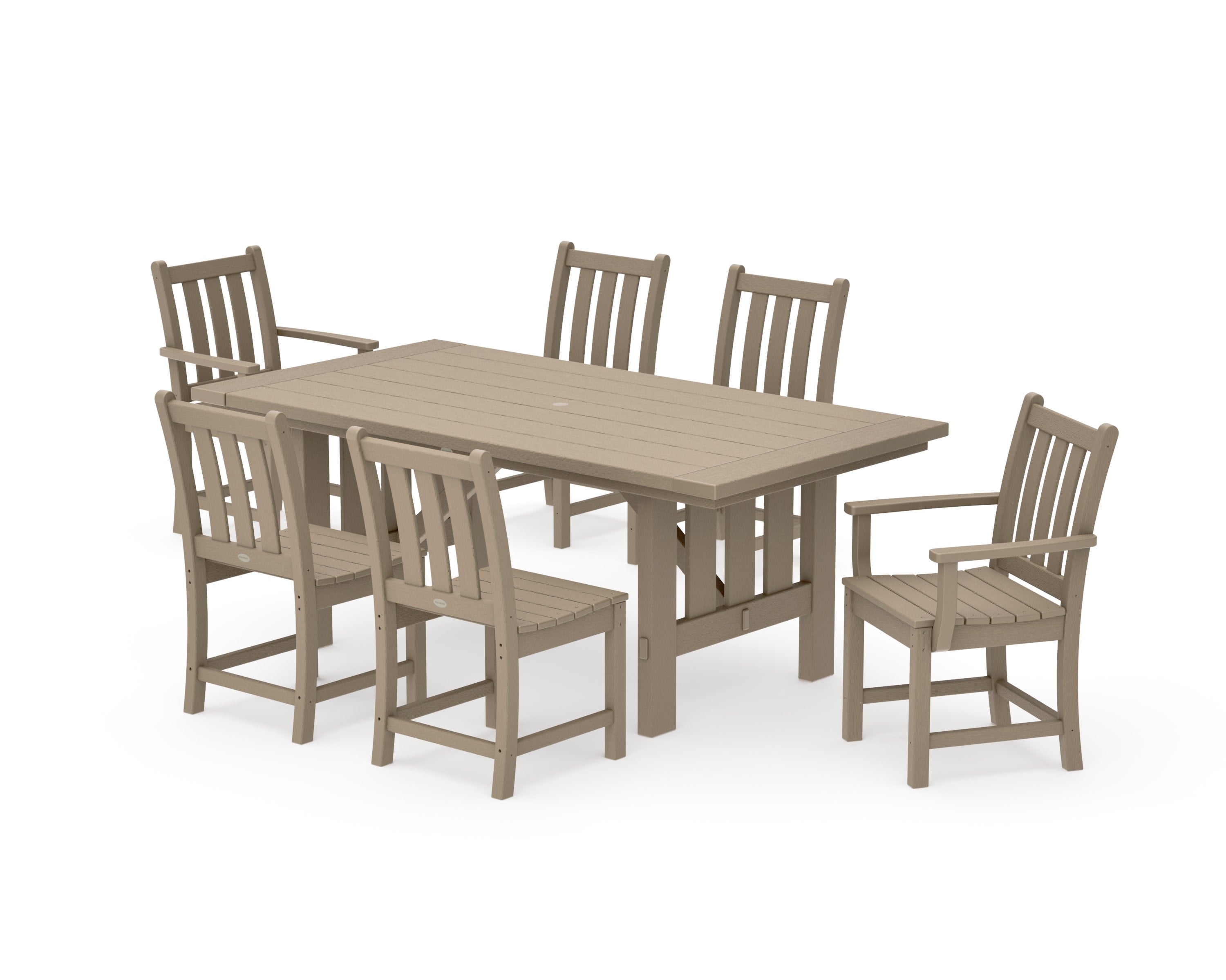 Traditional Garden 7-Piece Dining Set with Mission Table in Vintage Sahara