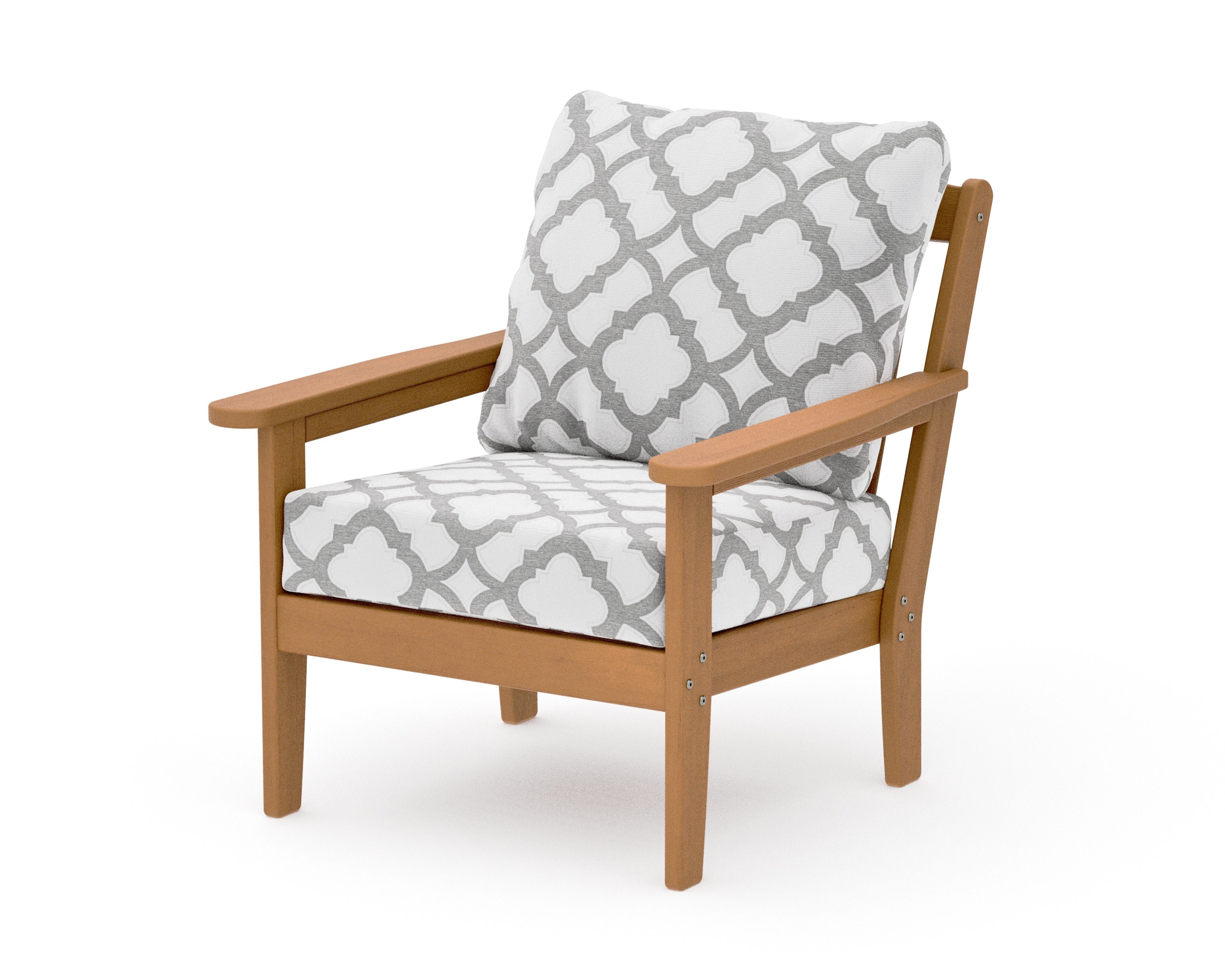 Cottage Deep Seating Chair in Natural / Buffalo Plaid Marine Indigo