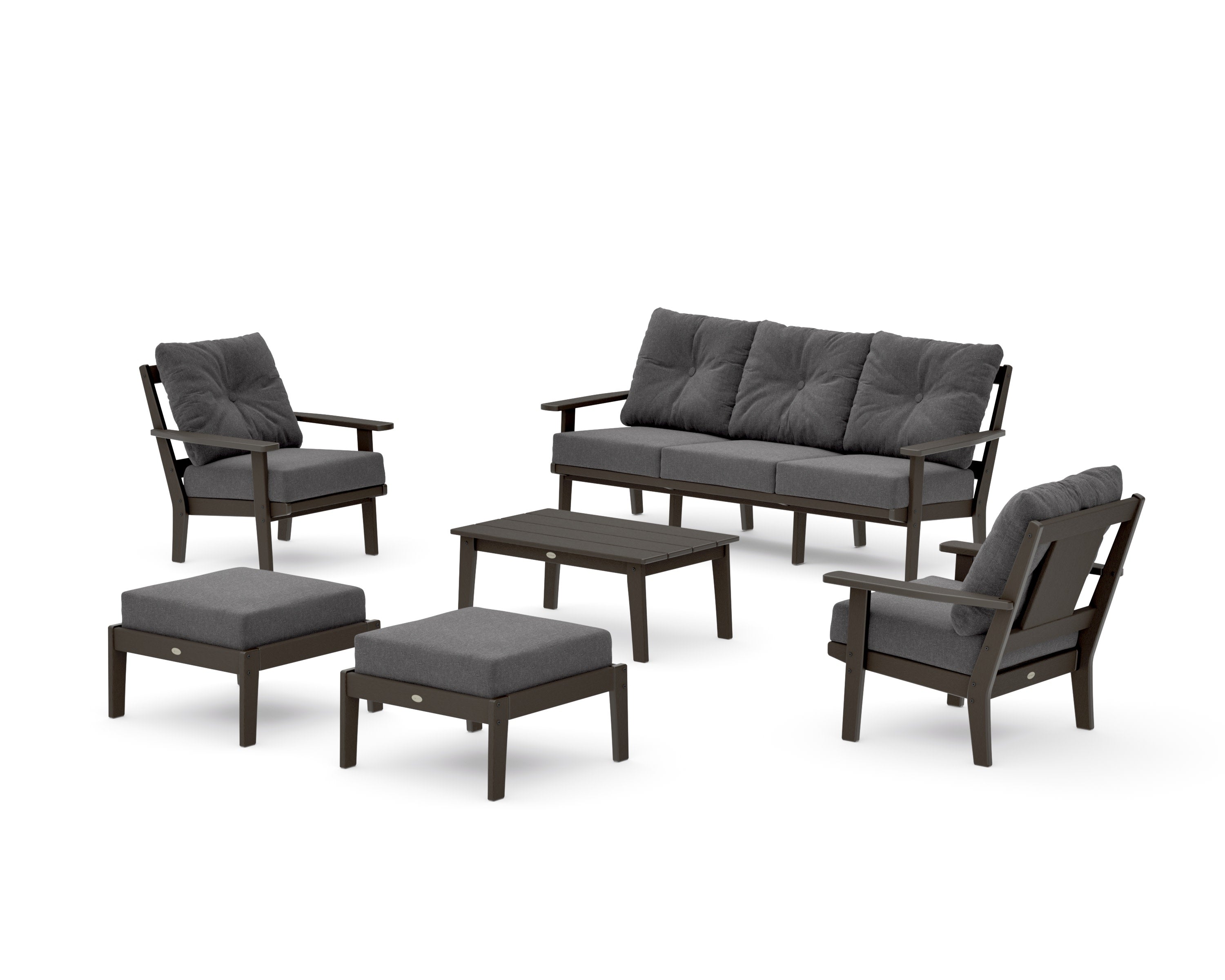 Prairie 6-Piece Lounge Sofa Set in Vintage Coffee / Ash Charcoal