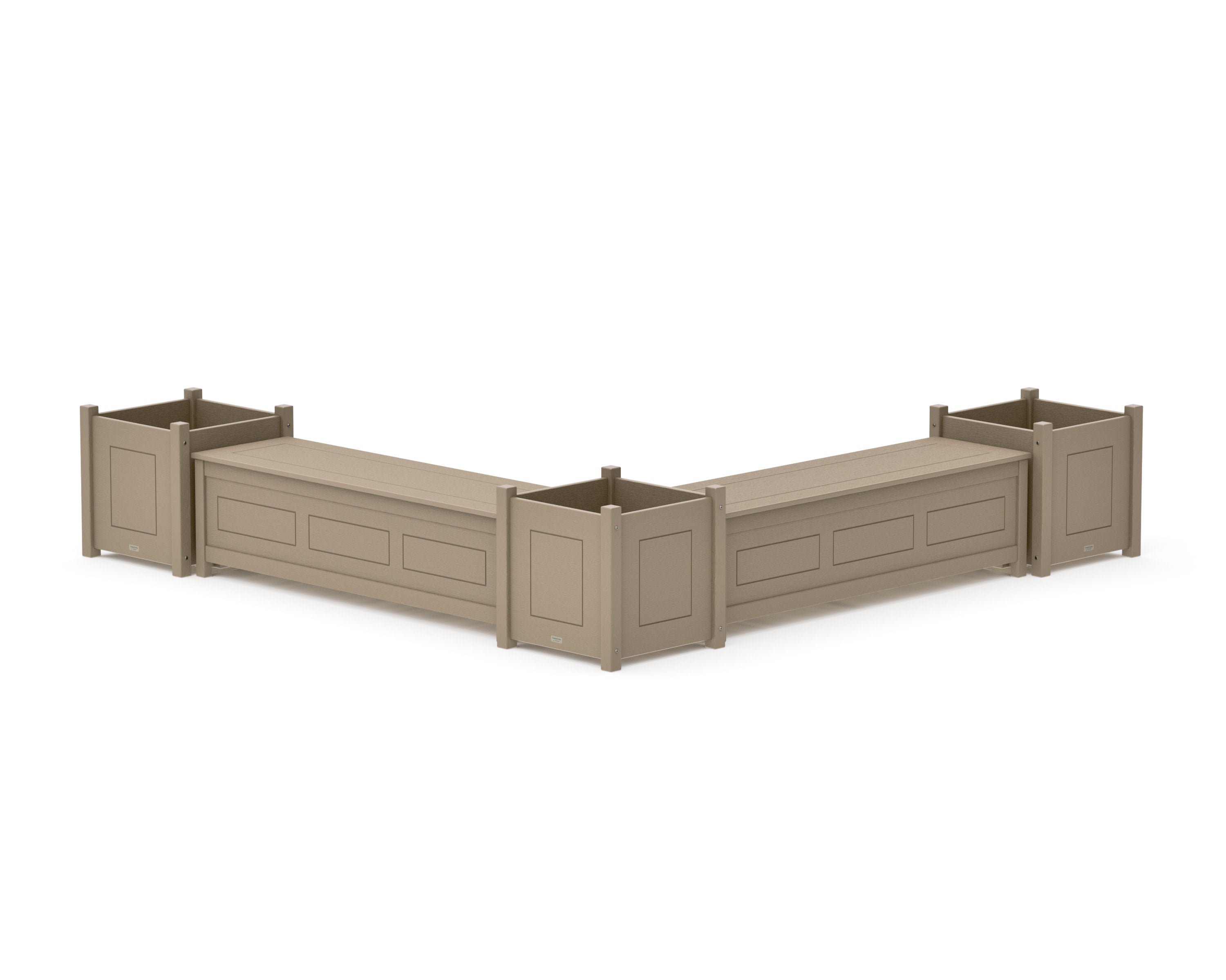 60" Country Living L- Shaped Planter Storage Bench Corner Set- Large in Vintage Sahara