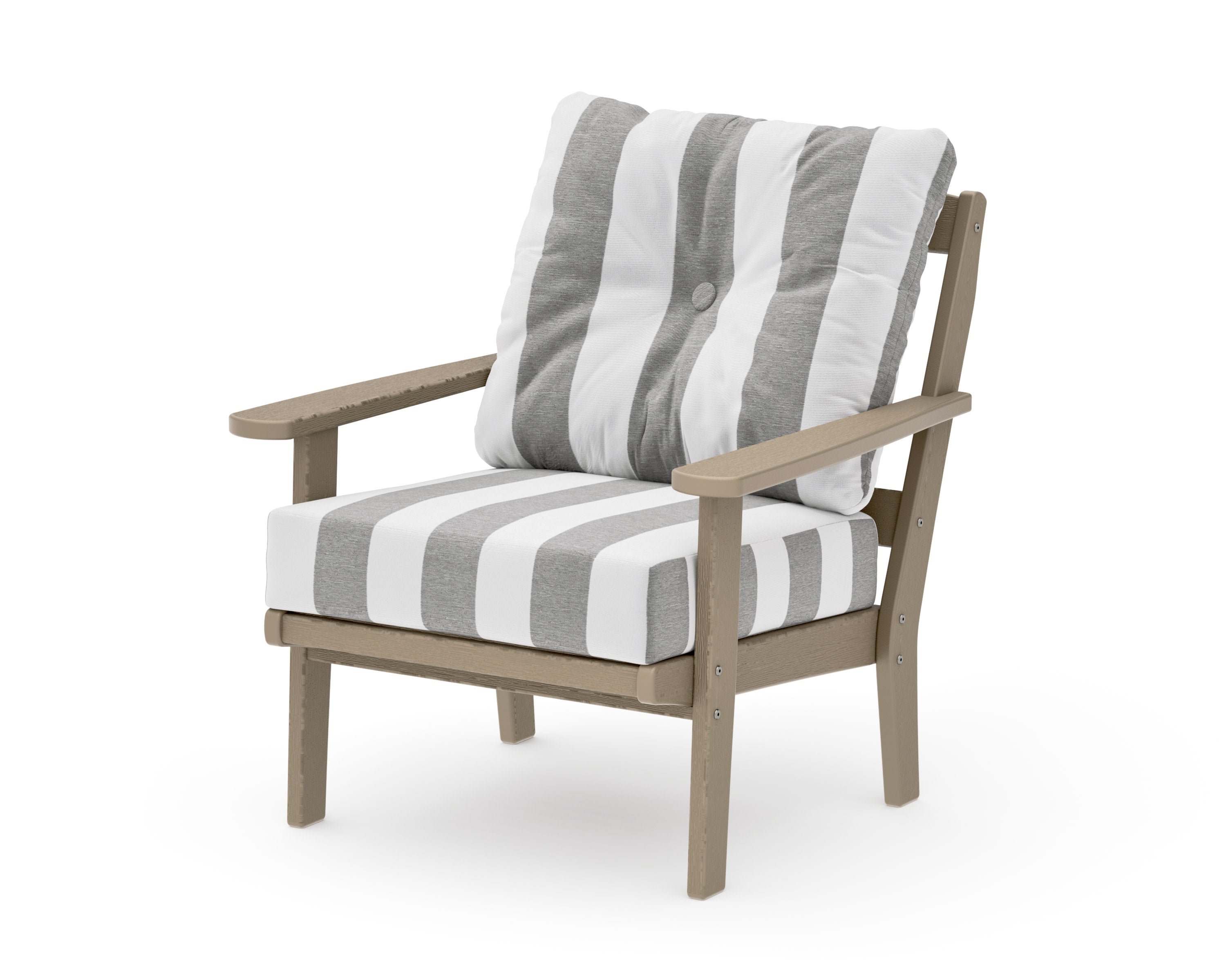 Mission Deep Seating Chair in Vintage Sahara / Cabana Stripe Grey Mist