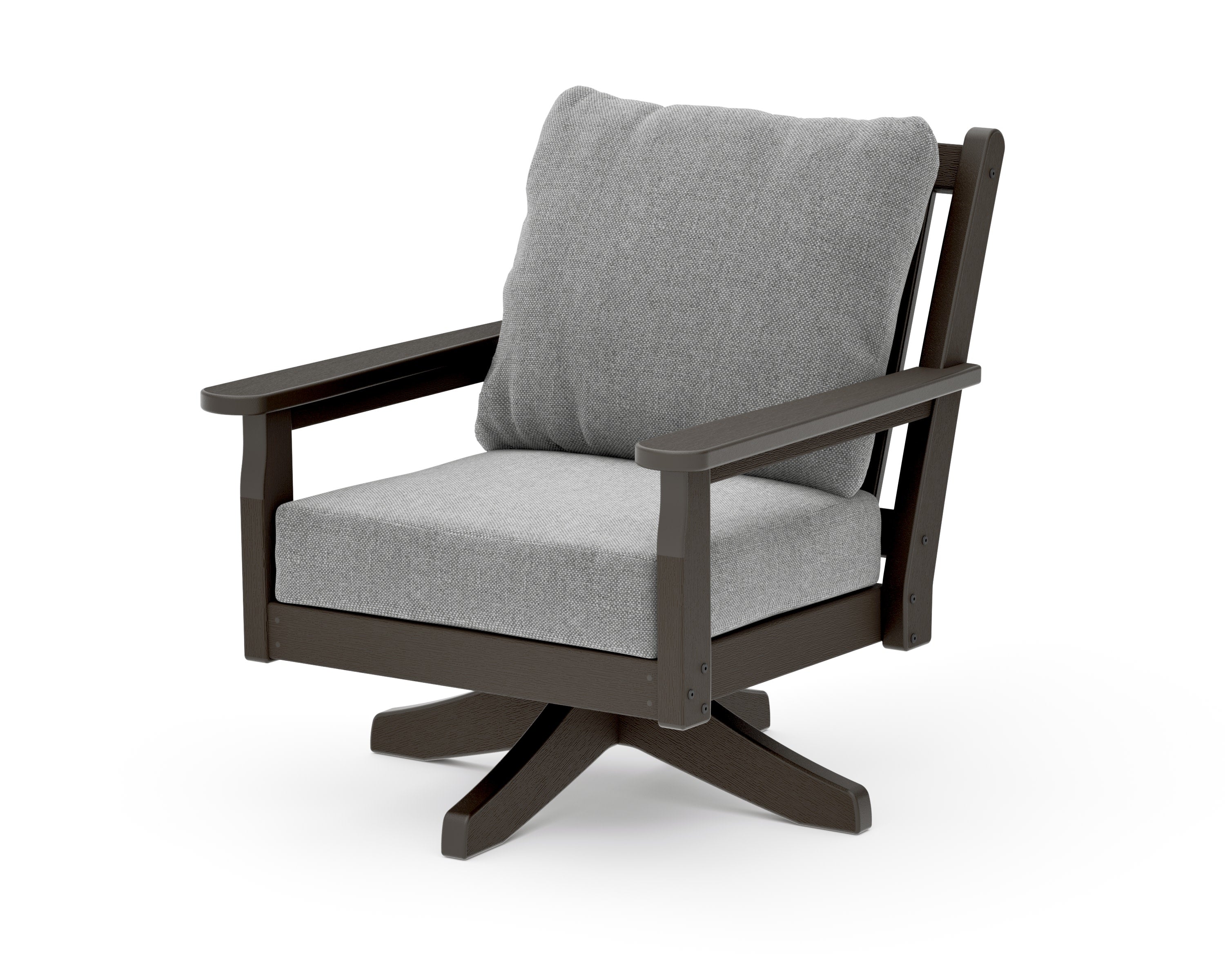 Chippendale Deep Seating Swivel Chair in Vintage Coffee / Grey Mist