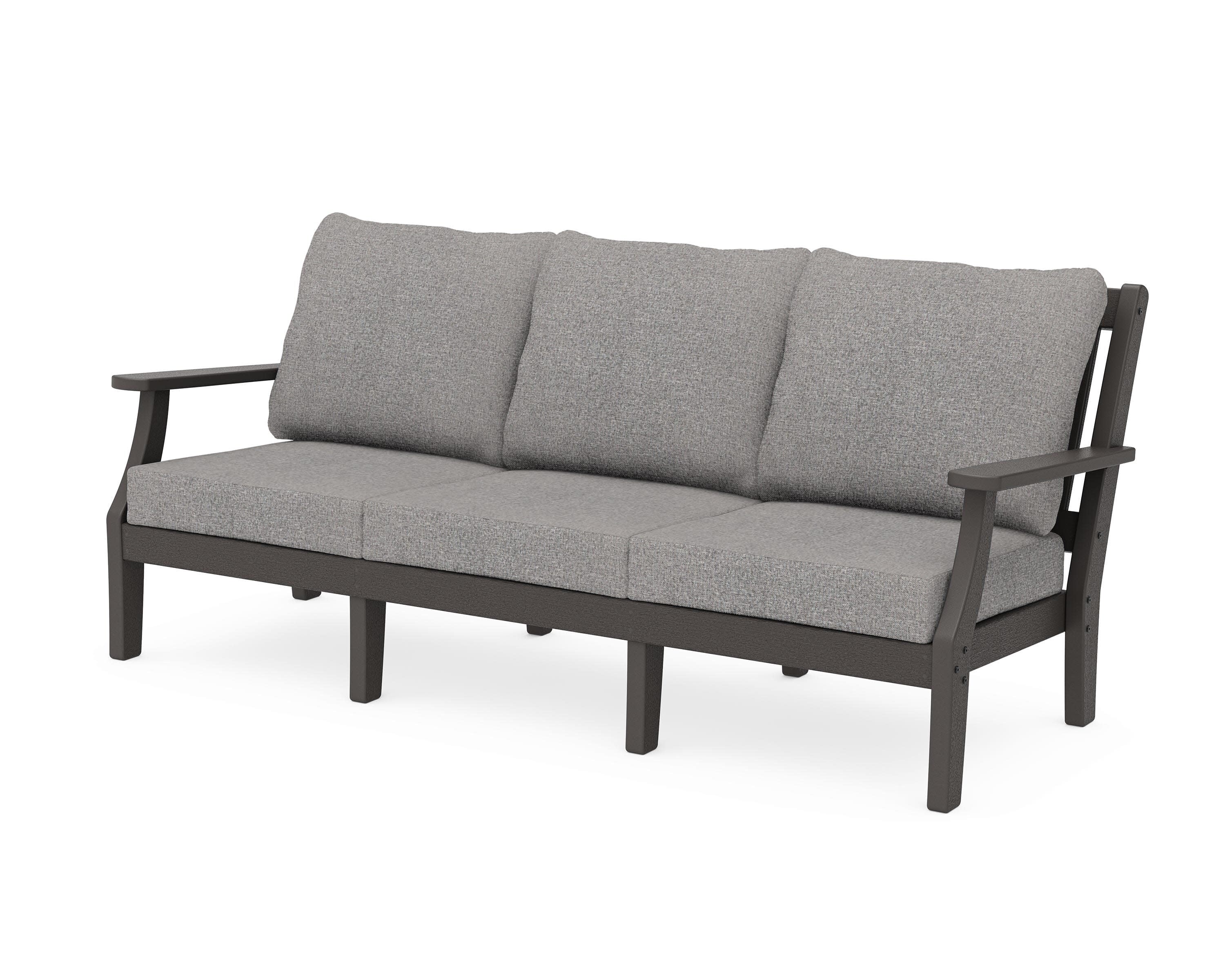 Chinoiserie Deep Seating Sofa in Vintage Coffee / Grey Mist