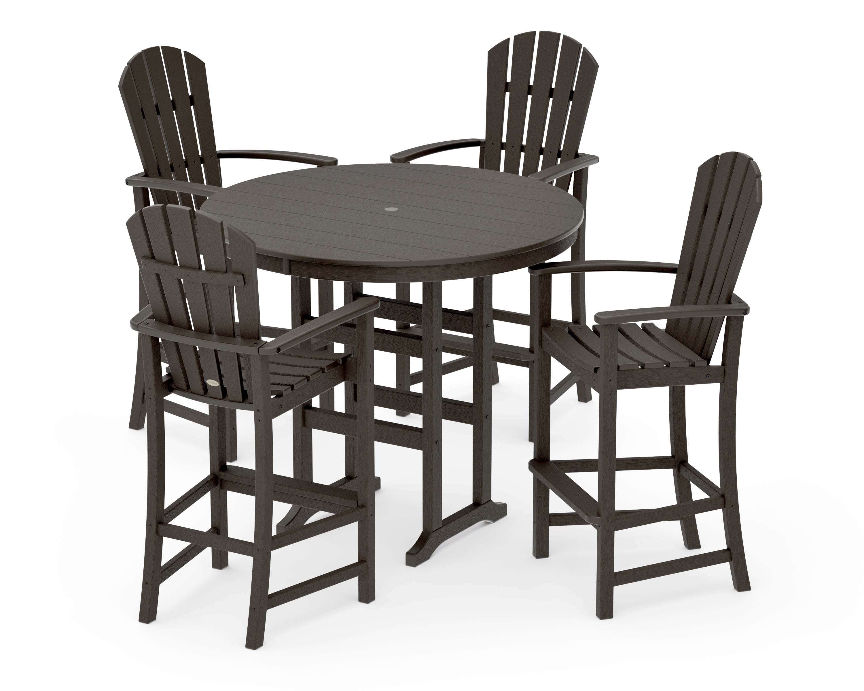 Palm Coast 5-Piece Round Farmhouse Bar Set in Vintage Coffee
