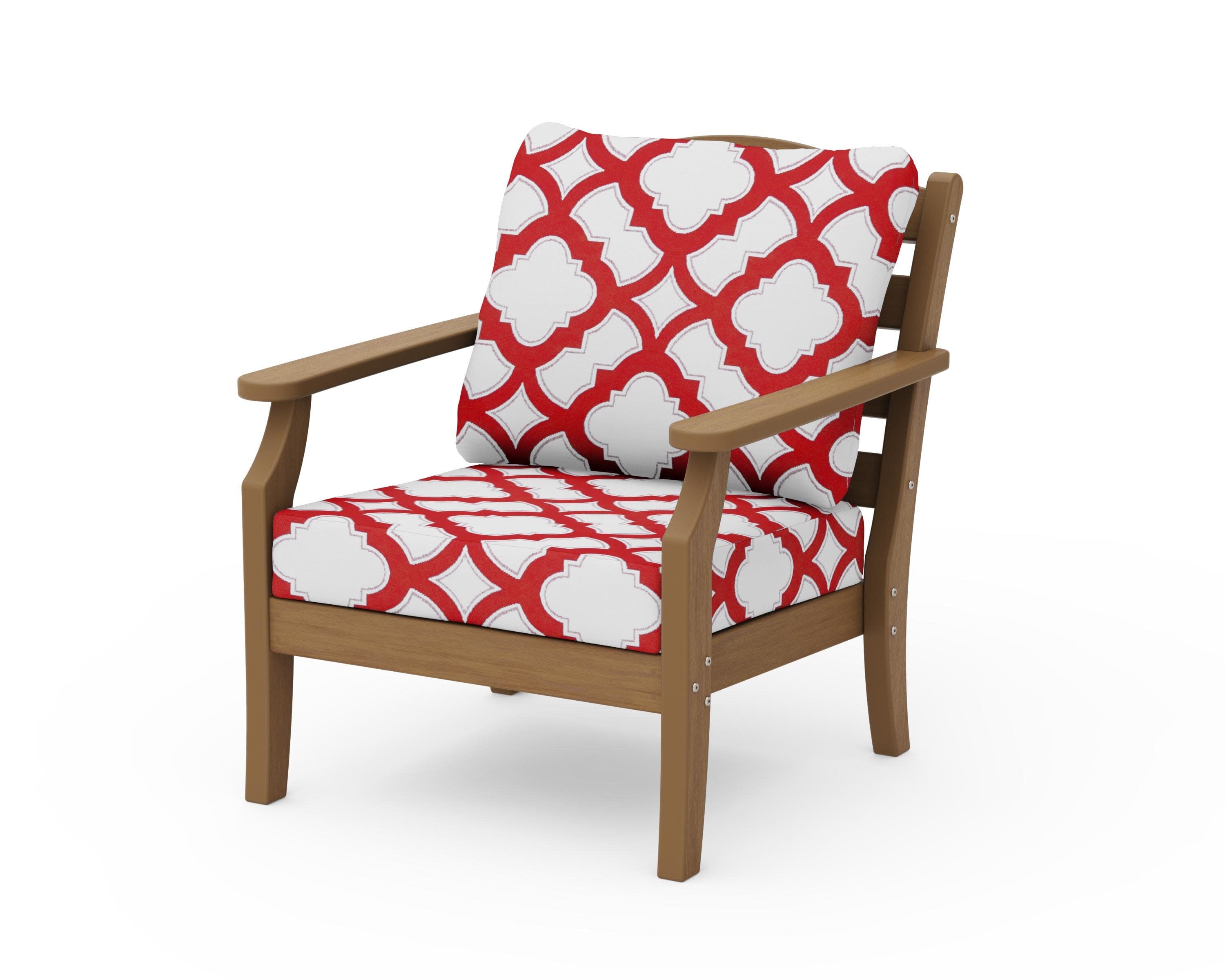 Savannah Deep Seating Chair in Natural / Trellis Crimson