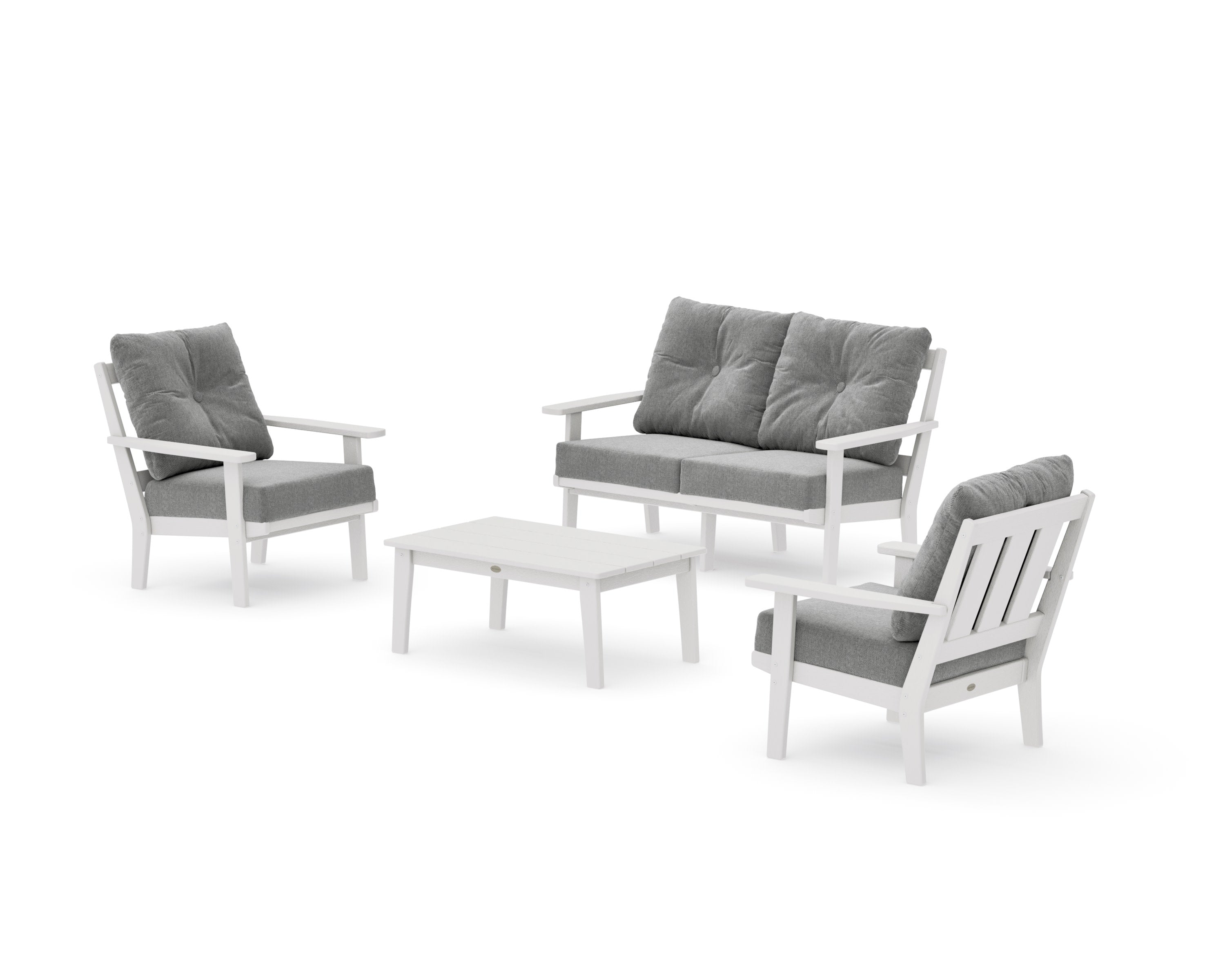 Oxford 4-Piece Deep Seating Set with Loveseat in Vintage White / Grey Mist