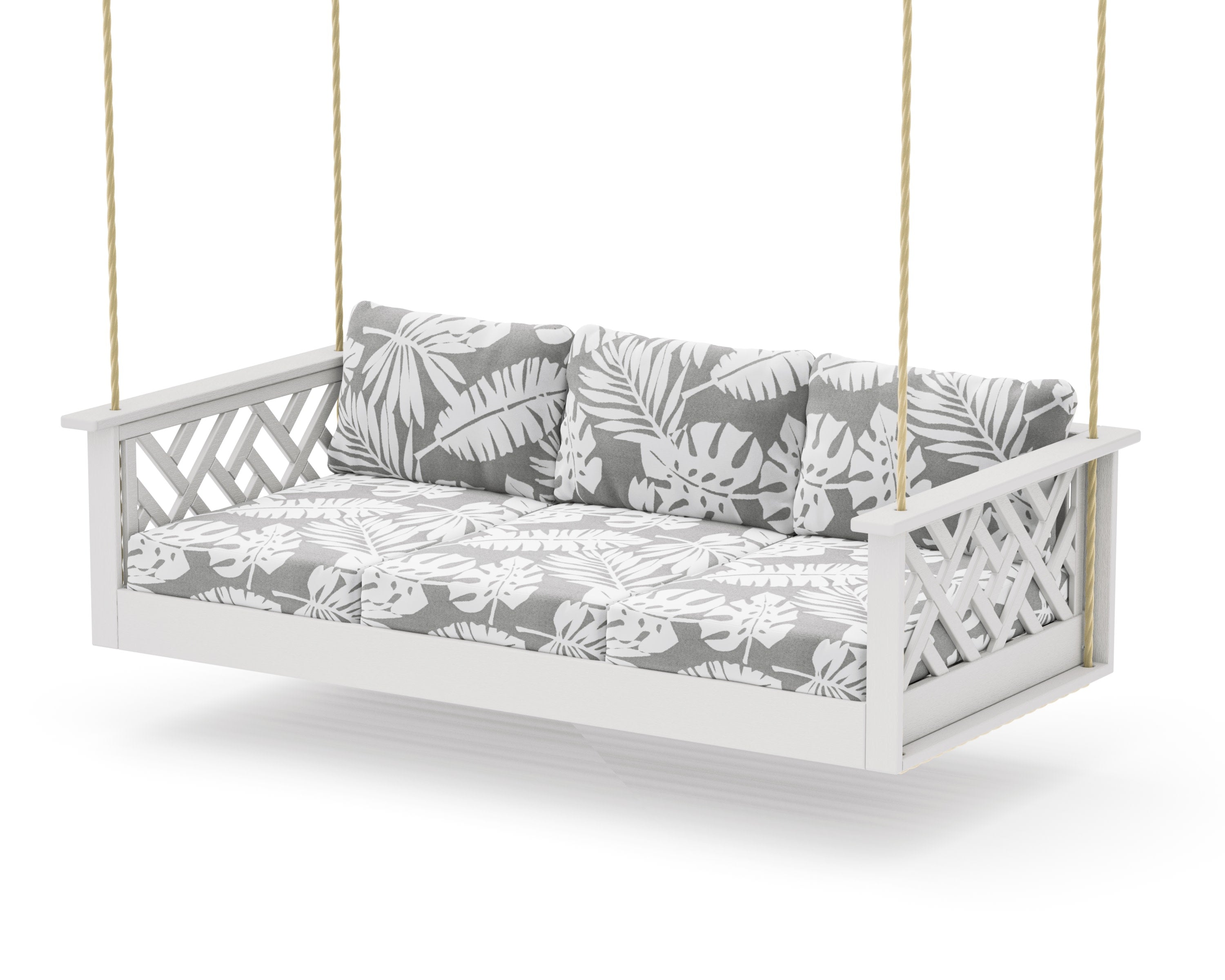 Chippendale Daybed Swing in Vintage White / Leaf Grey Mist