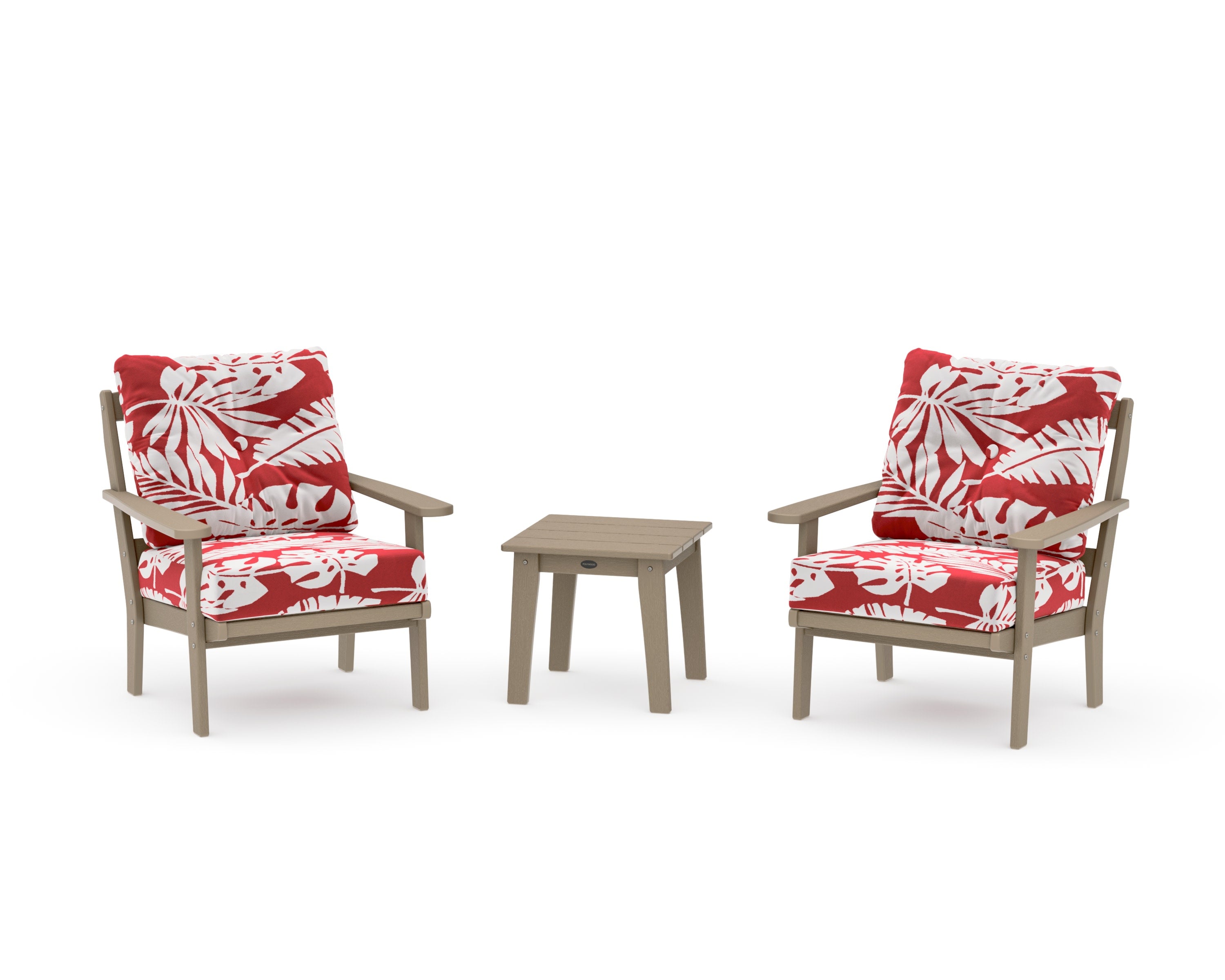 Mission 3-Piece Deep Seating Set in Vintage Sahara / Leaf Crimson