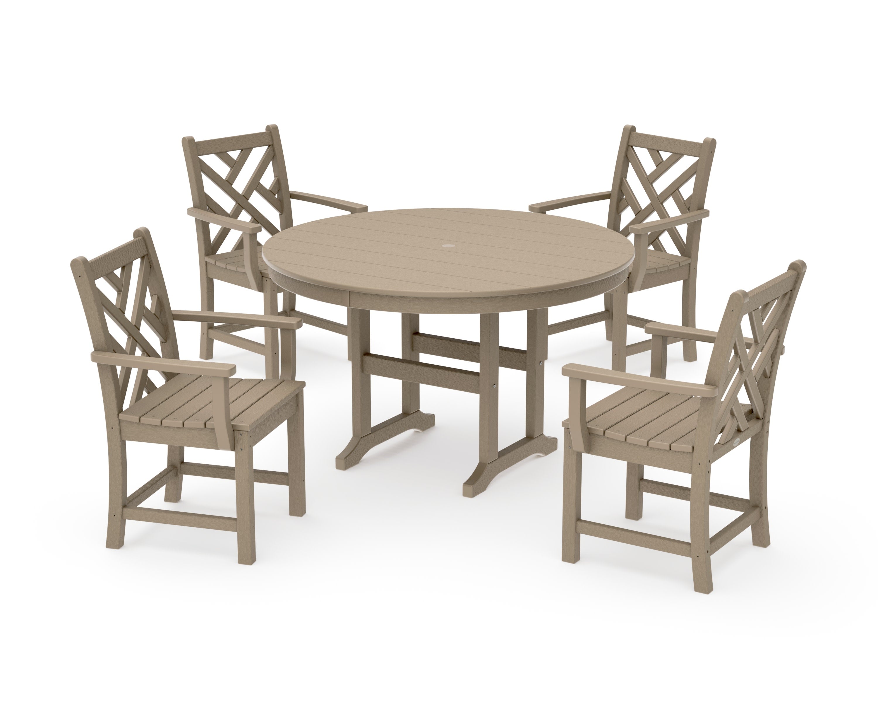 Chippendale 5-Piece Round Farmhouse Dining Set in Vintage Sahara