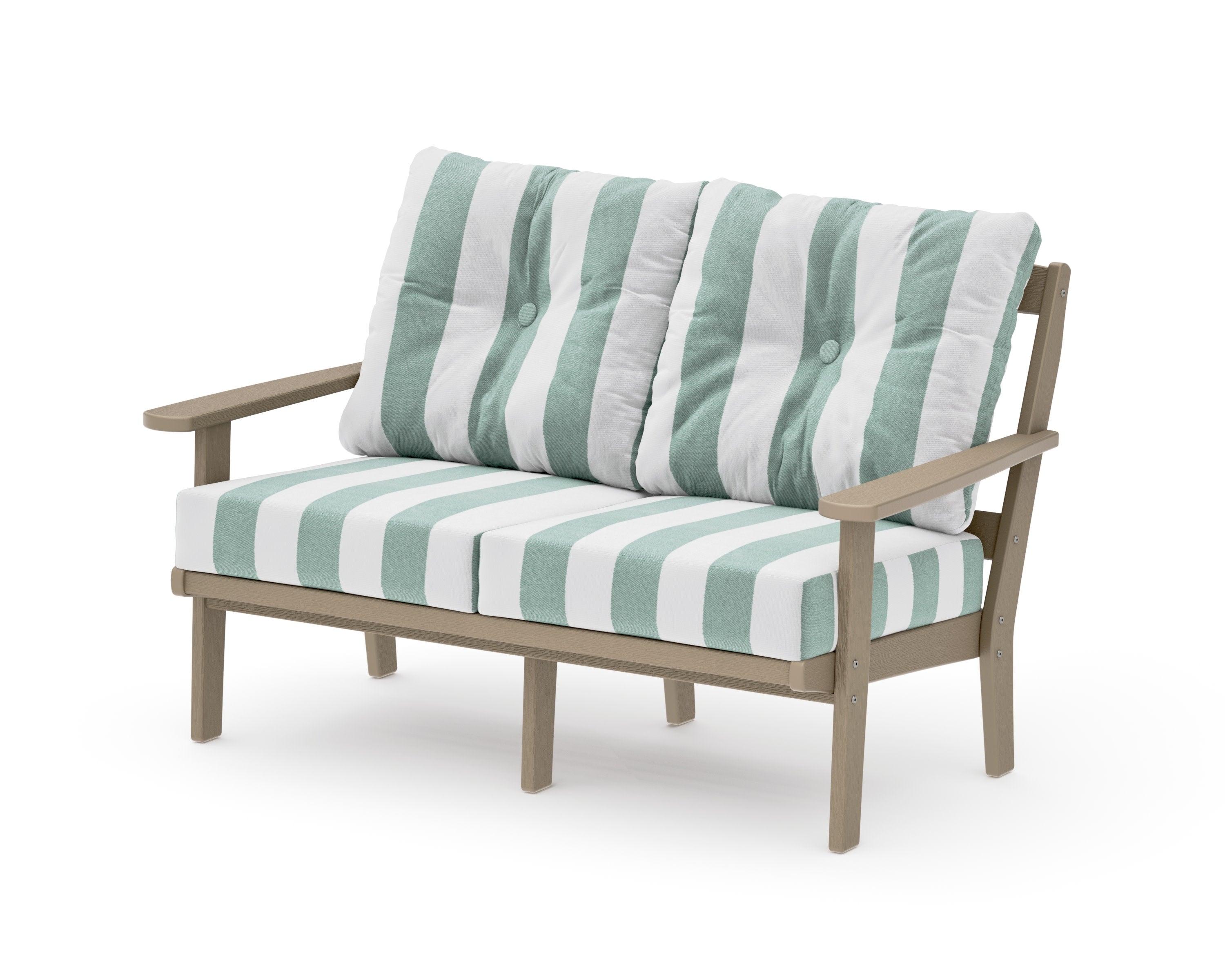 Mission Deep SeatingLoveseat in Vintage Sahara / Cabana Stripe Glacier Spa