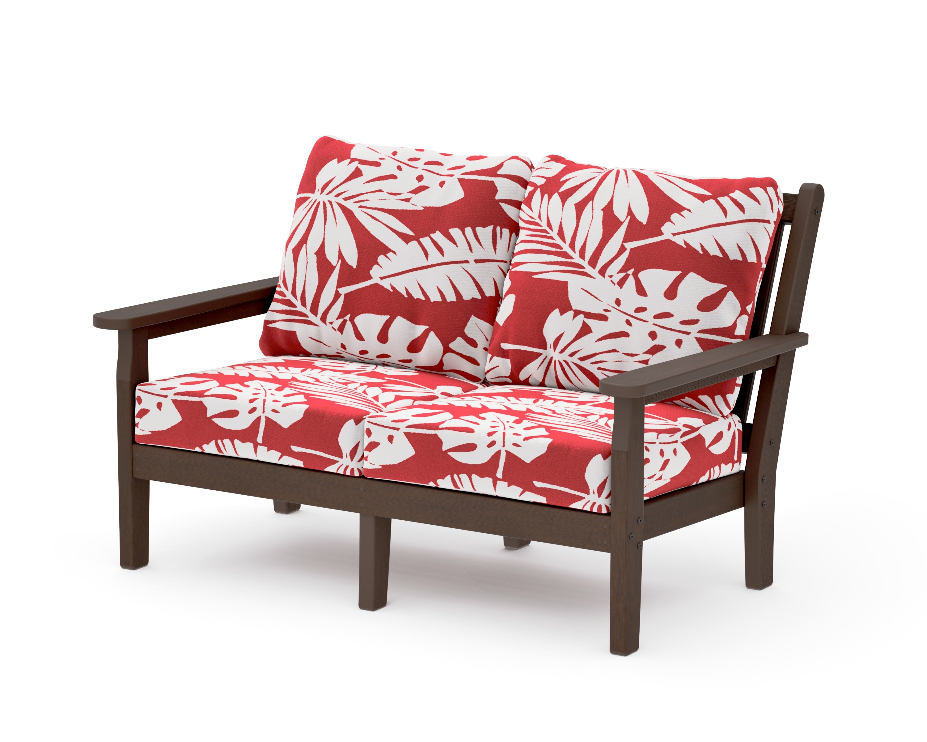 Chippendale Deep Seating Loveseat in Kona / Leaf Crimson