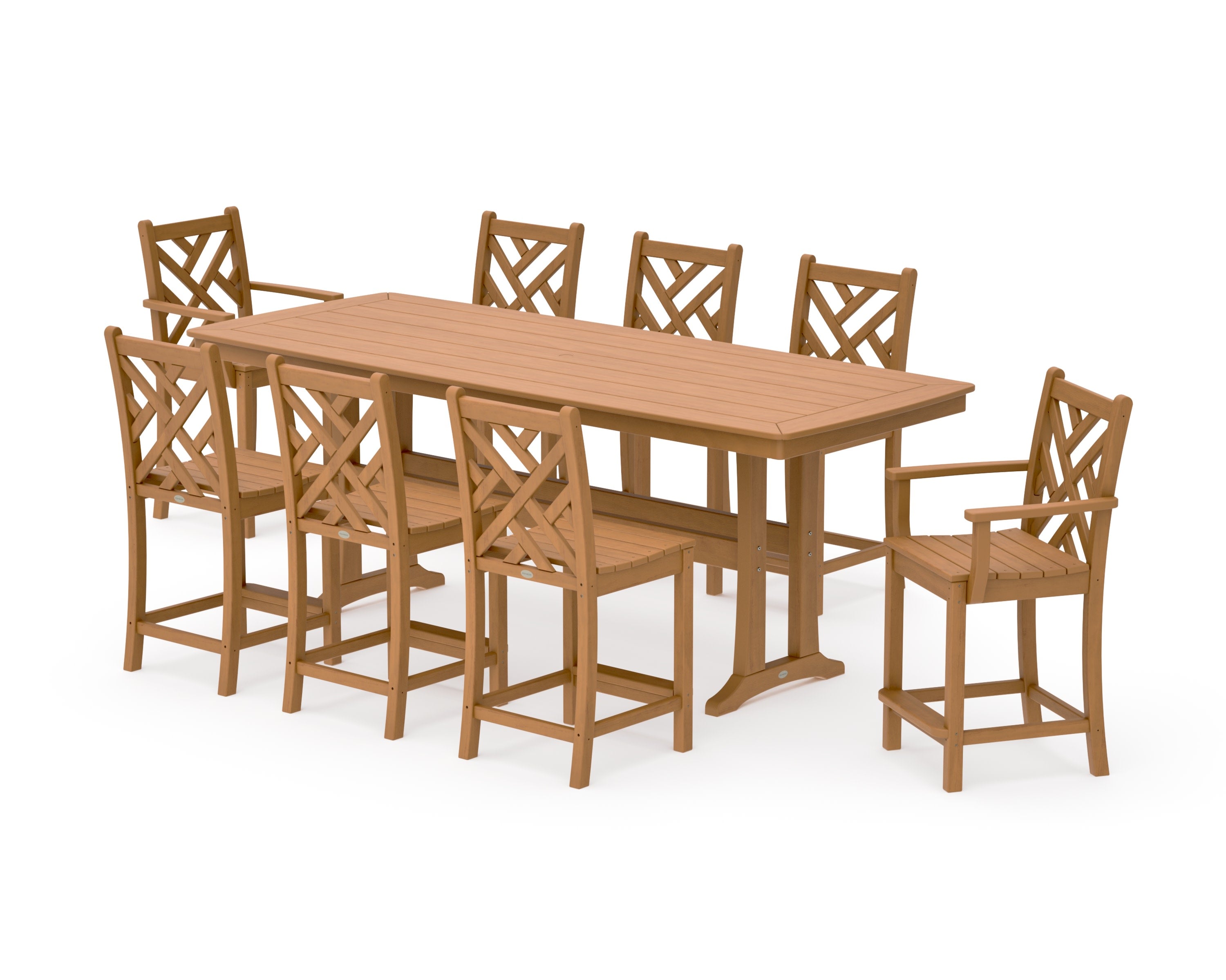 Chippendale 9-Piece Counter Set with Trestle Legs in Natural