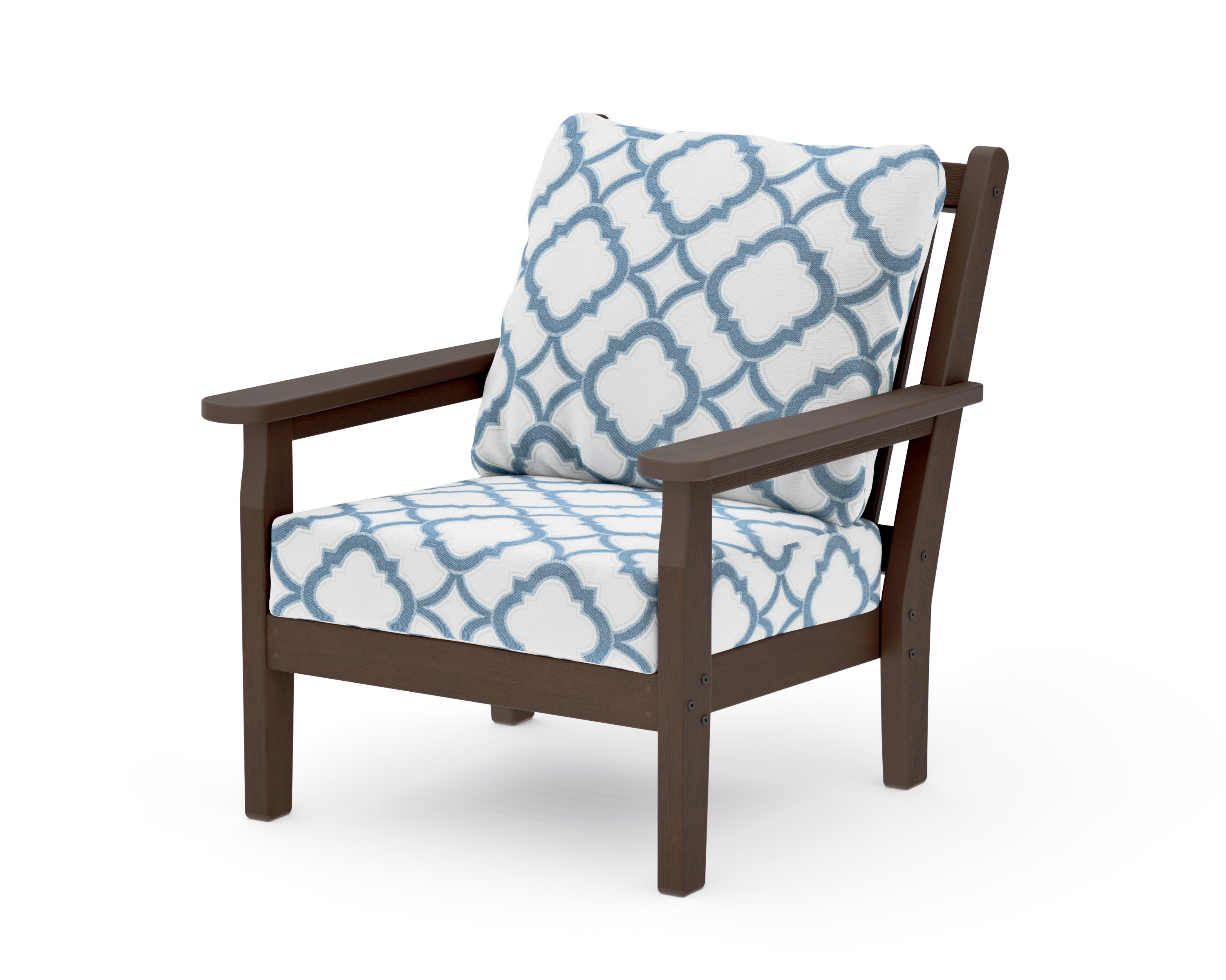 Chippendale Deep Seating Chair in Kona / Trellis Sky Blue