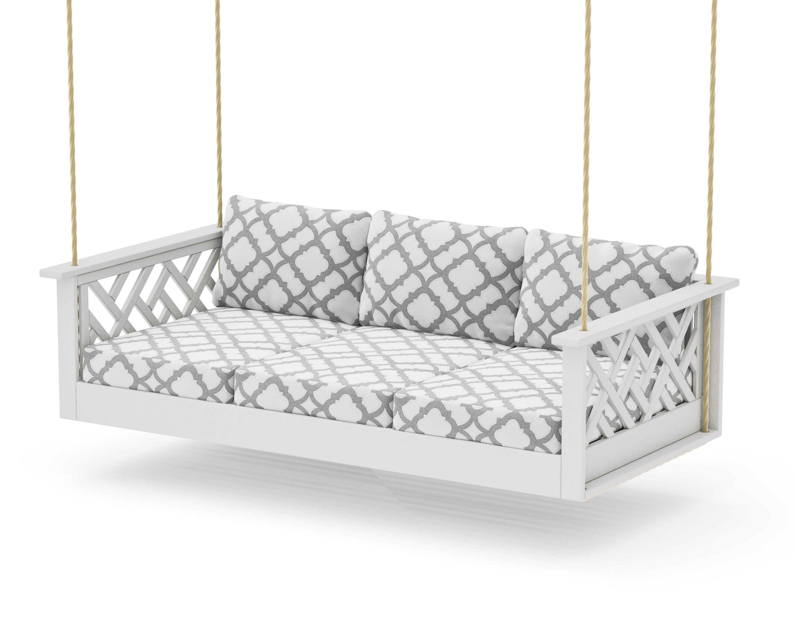 Chippendale Daybed Swing in Vintage White / Trellis Grey Mist