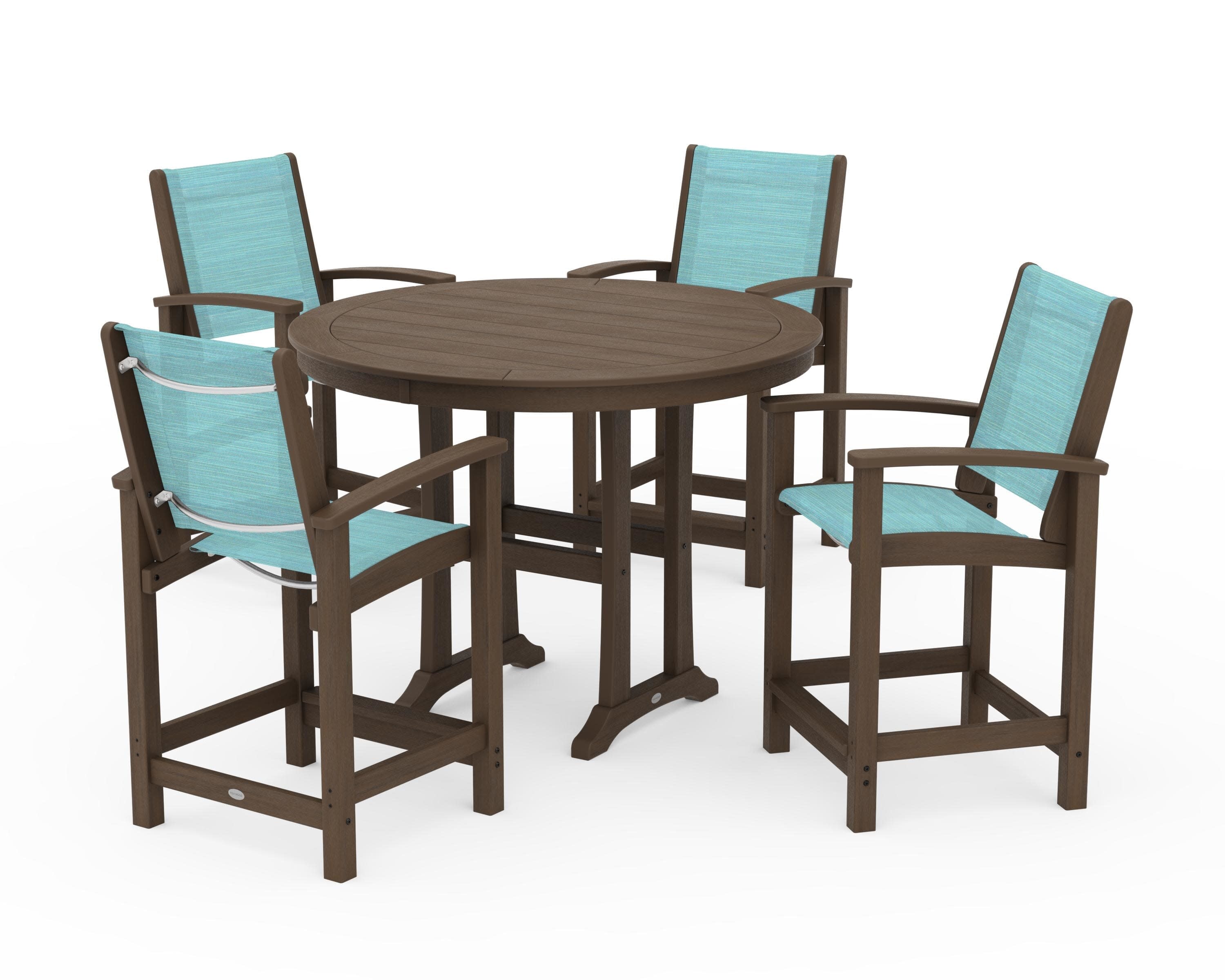 Coastal 5-Piece Counter Set in Kona / Dupioni Aquamarine Sling