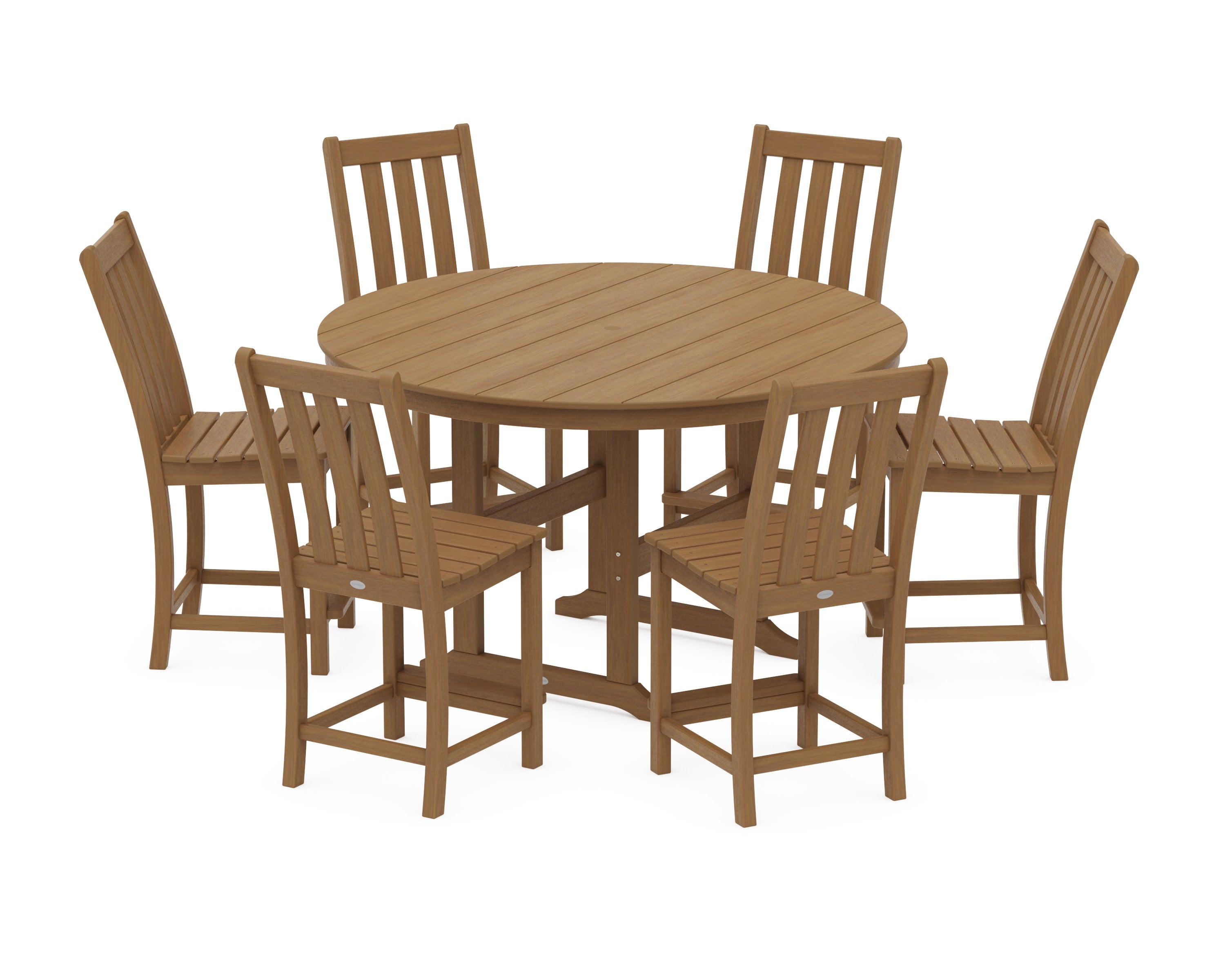 Vineyard 7-Piece Farmhouse Side Chair Round Farmhouse Counter Set in Natural