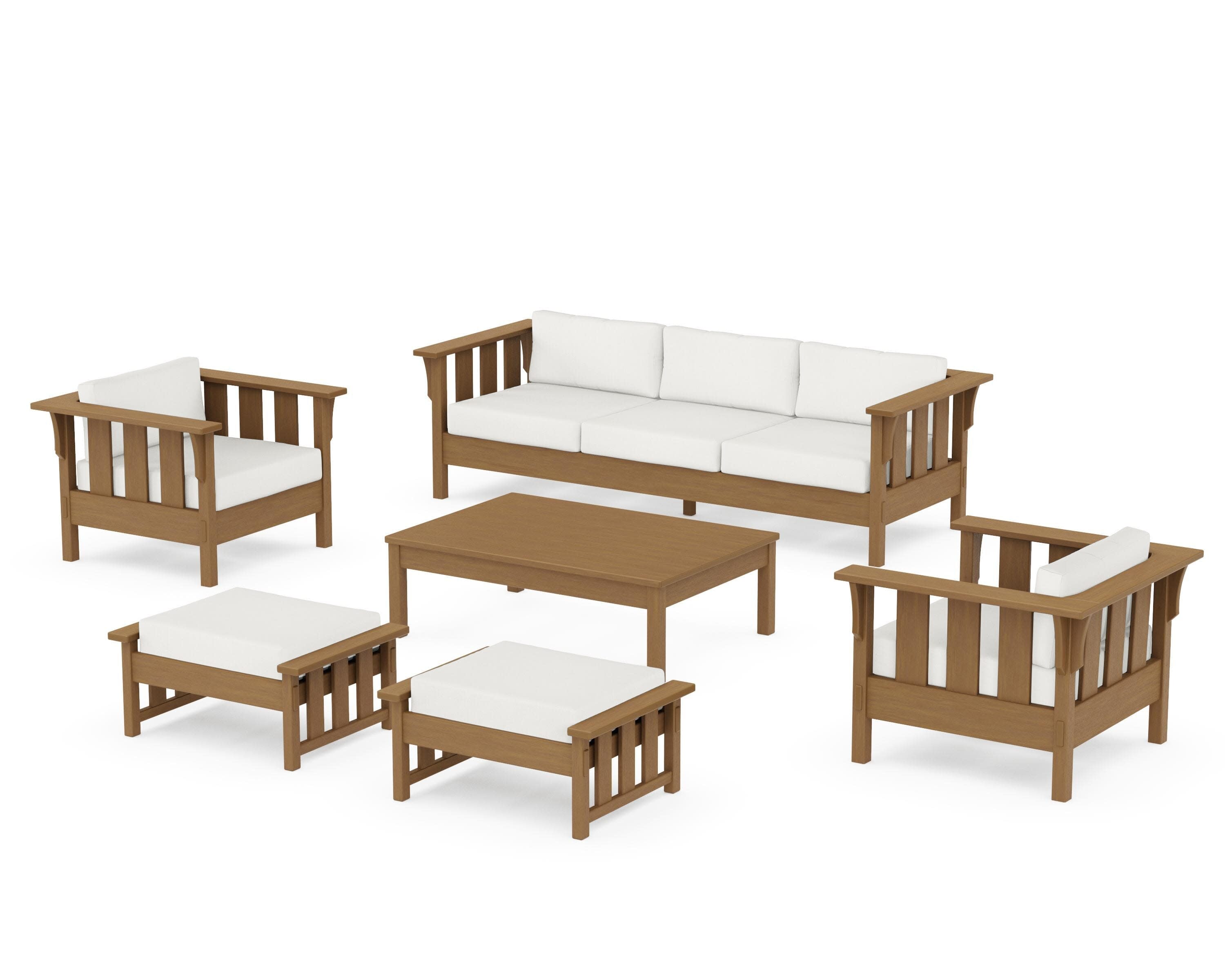 Acadia 6-Piece Lounge Sofa Set in Natural / Natural Linen
