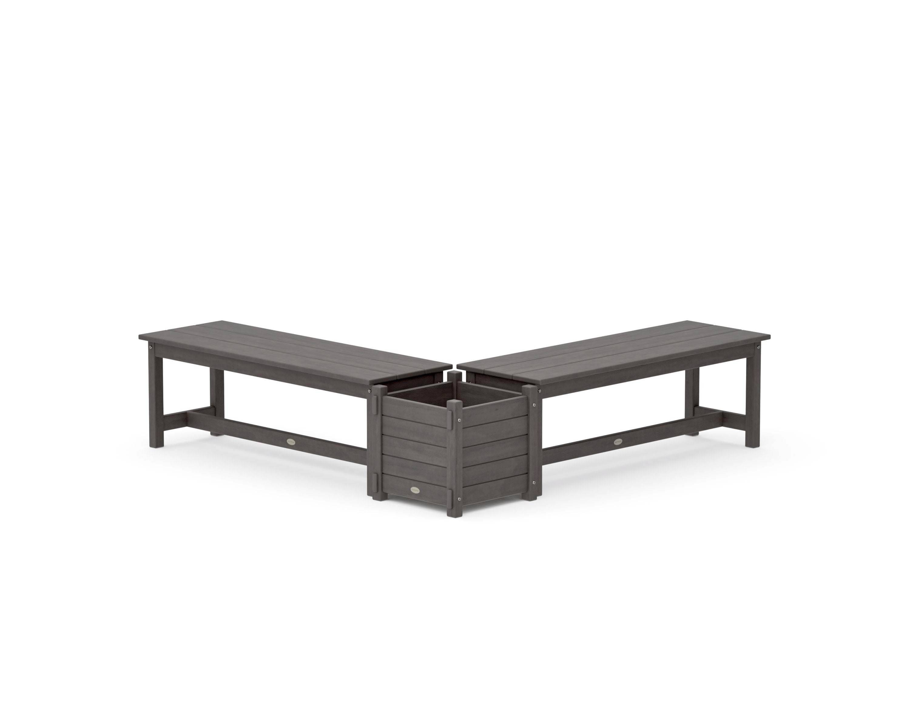 48" Nautical L- Shaped Planter Bench Set in Driftwood
