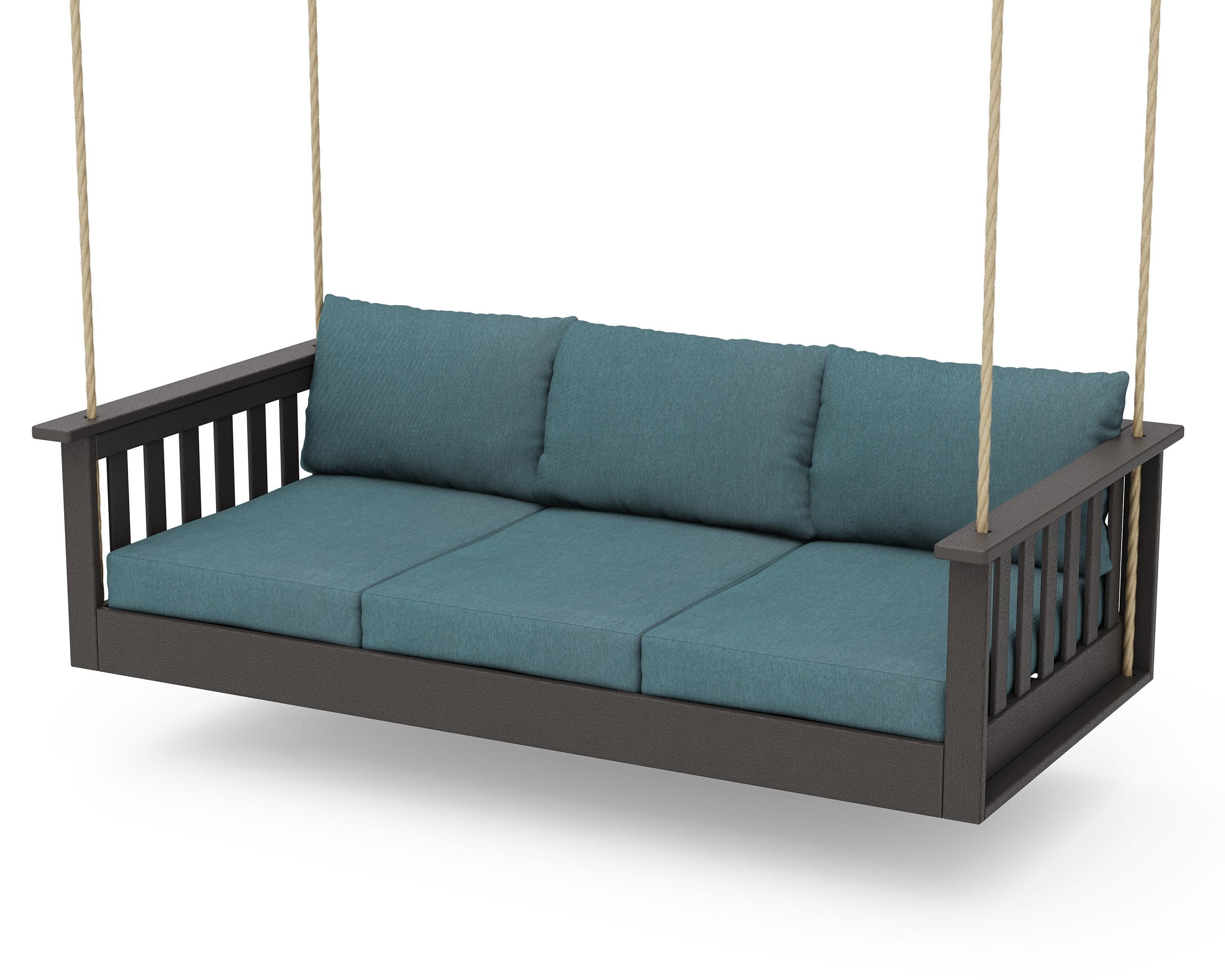 Vineyard Daybed Swing in Vintage Coffee / Ocean Teal