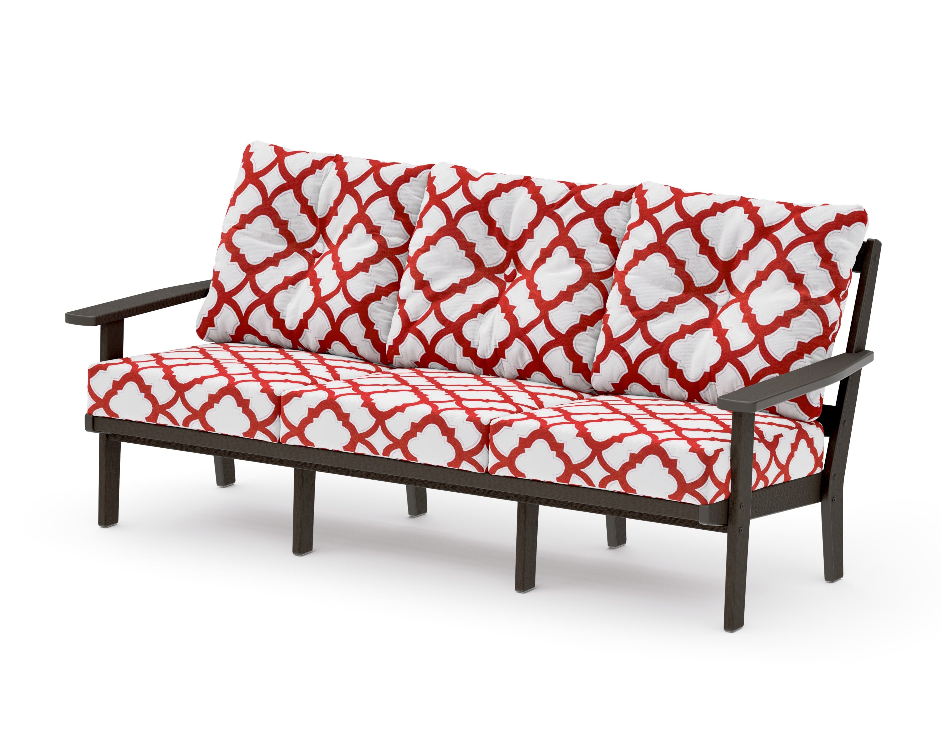 PrairieDeep Seating Sofa in Vintage Coffee / Trellis Crimson