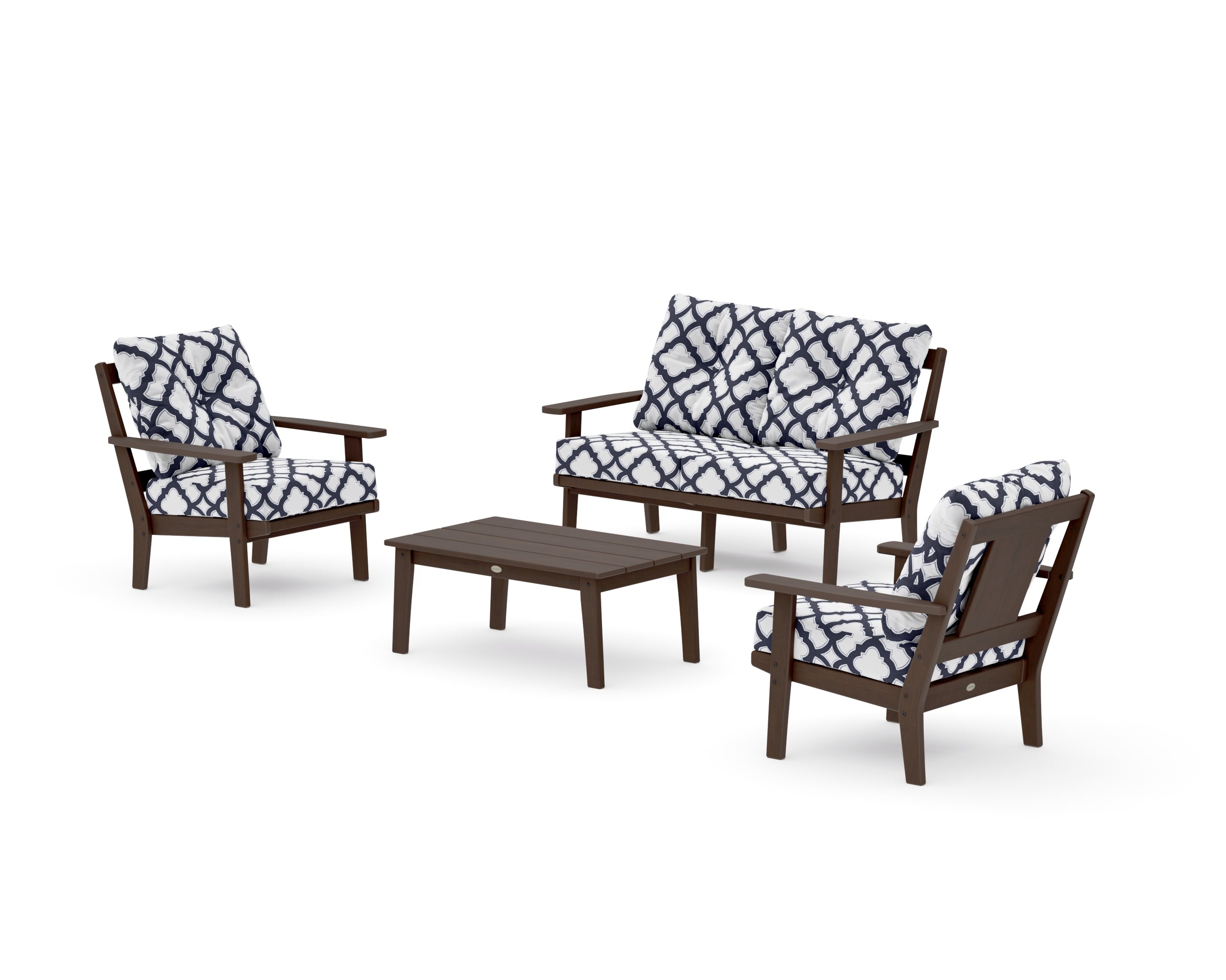 Prairie 4-Piece Deep Seating Set with Loveseat in Kona / Trellis Navy