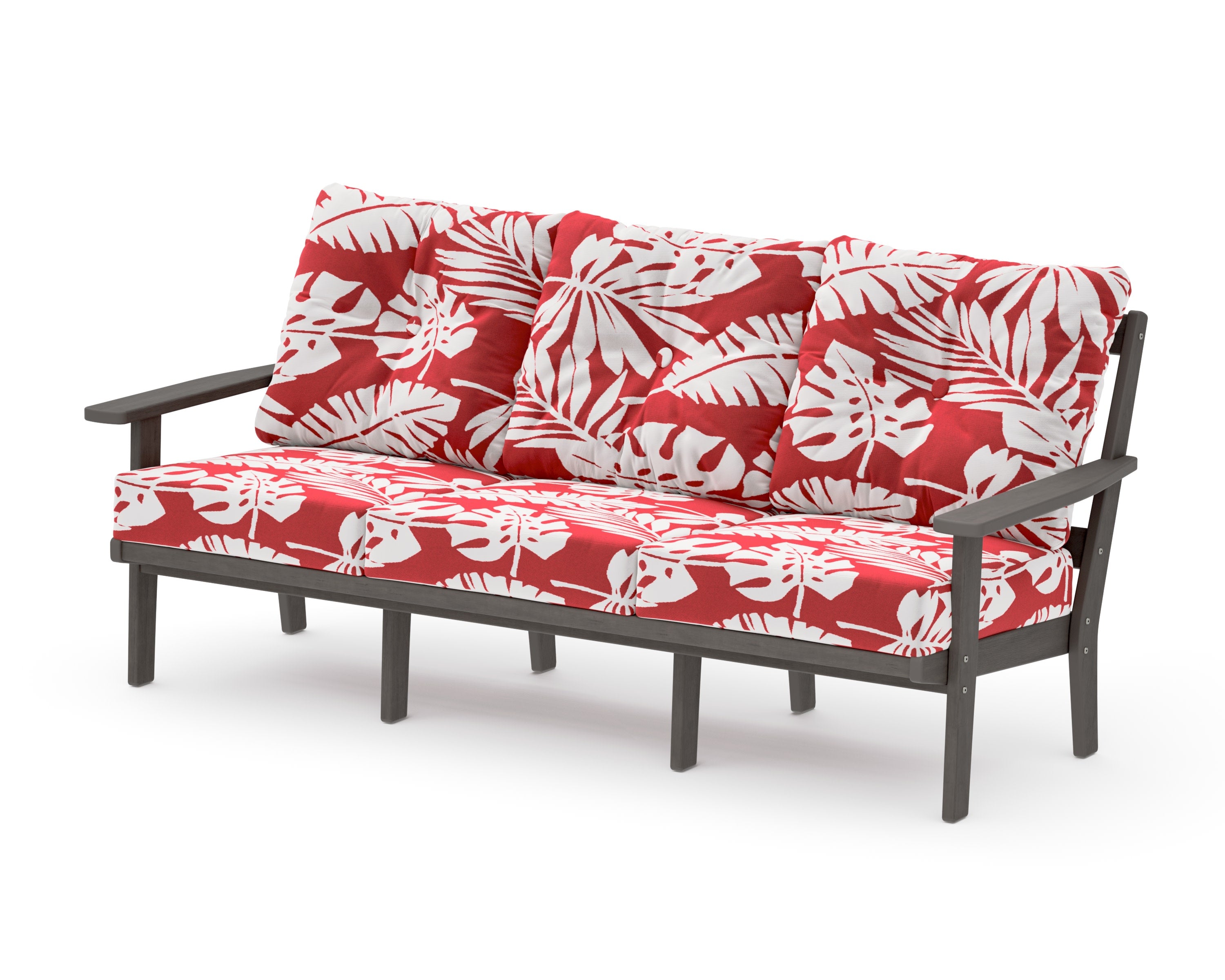 PrairieDeep Seating Sofa in Driftwood / Leaf Crimson