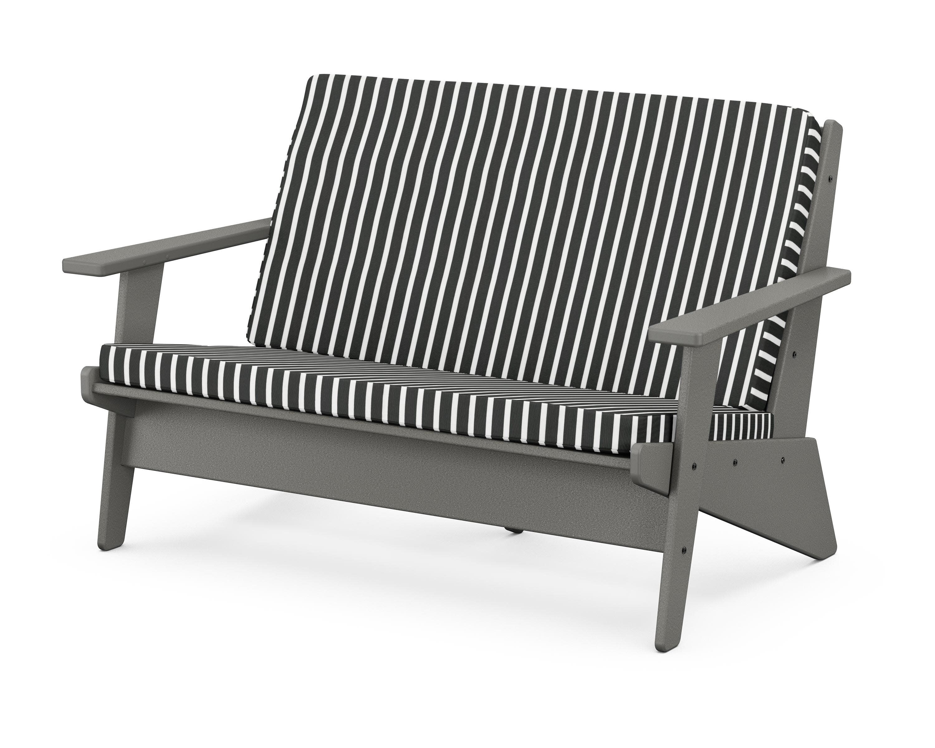 Riviera Modern Lounge Loveseat in Slate Grey / Shore Classic