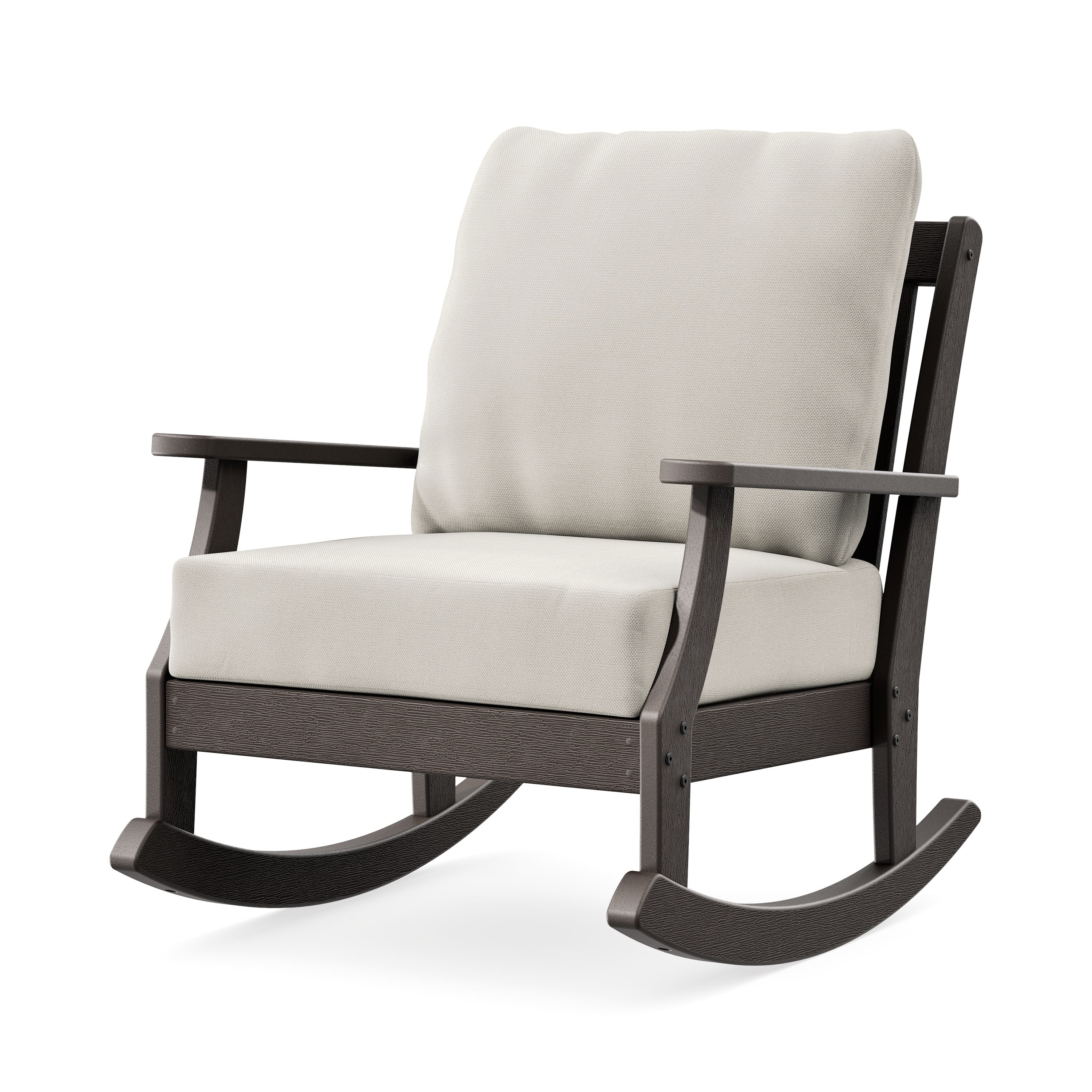 Braxton Deep Seating Rocking Chair in Vintage Coffee / Blend Linen