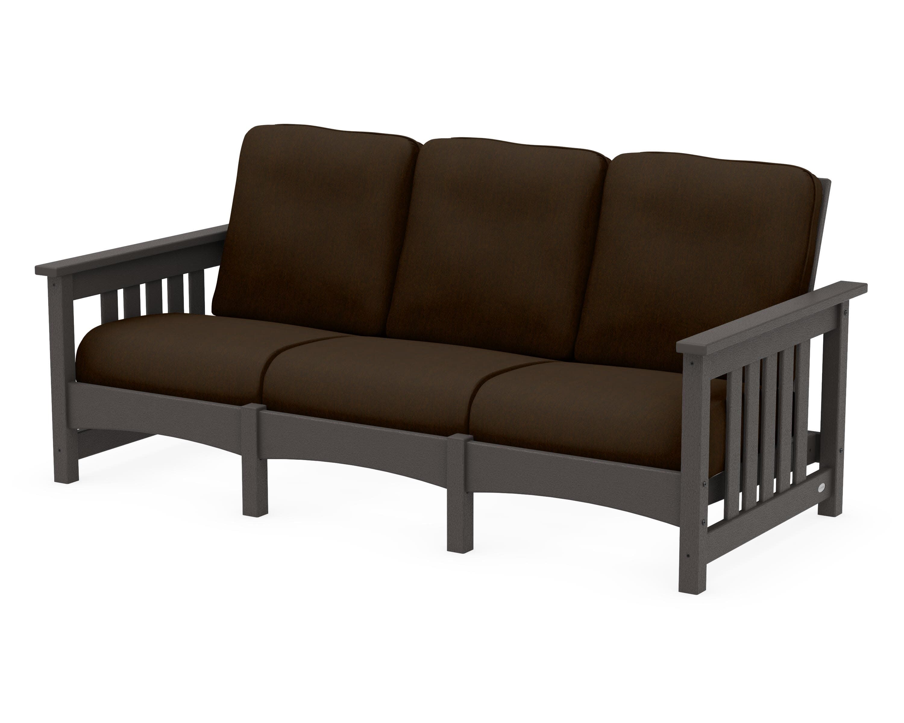 Club Mission Sofa in Vintage Coffee / Canvas Java