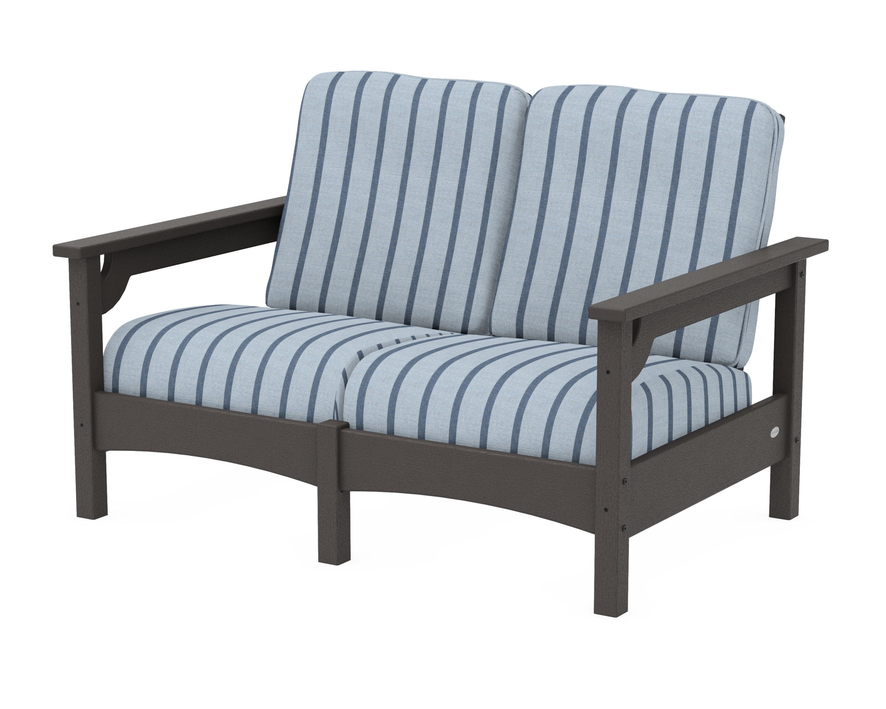 Club Loveseat in Vintage Coffee / Unwind Sky