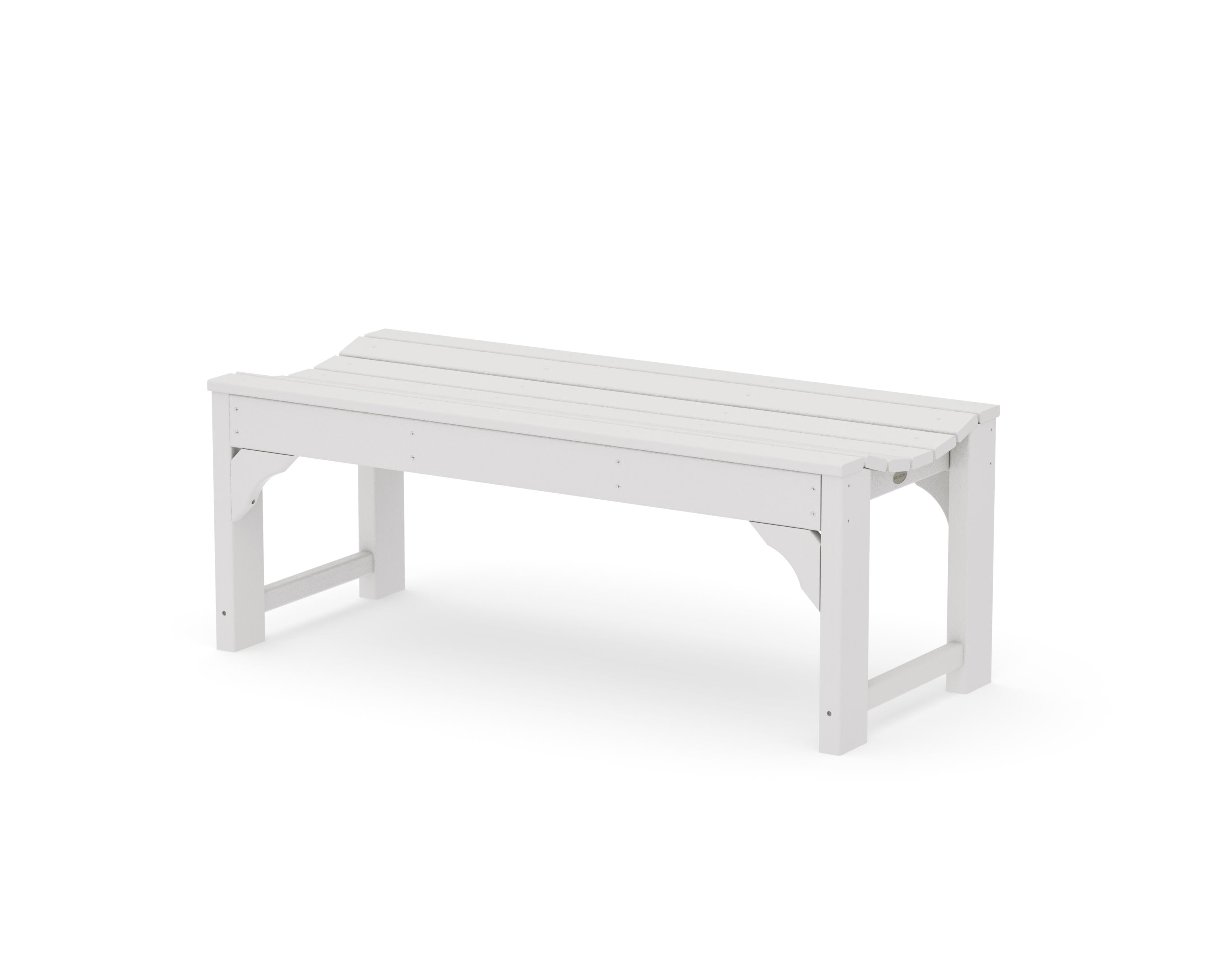 Traditional Garden 48" Backless Bench in Vintage White
