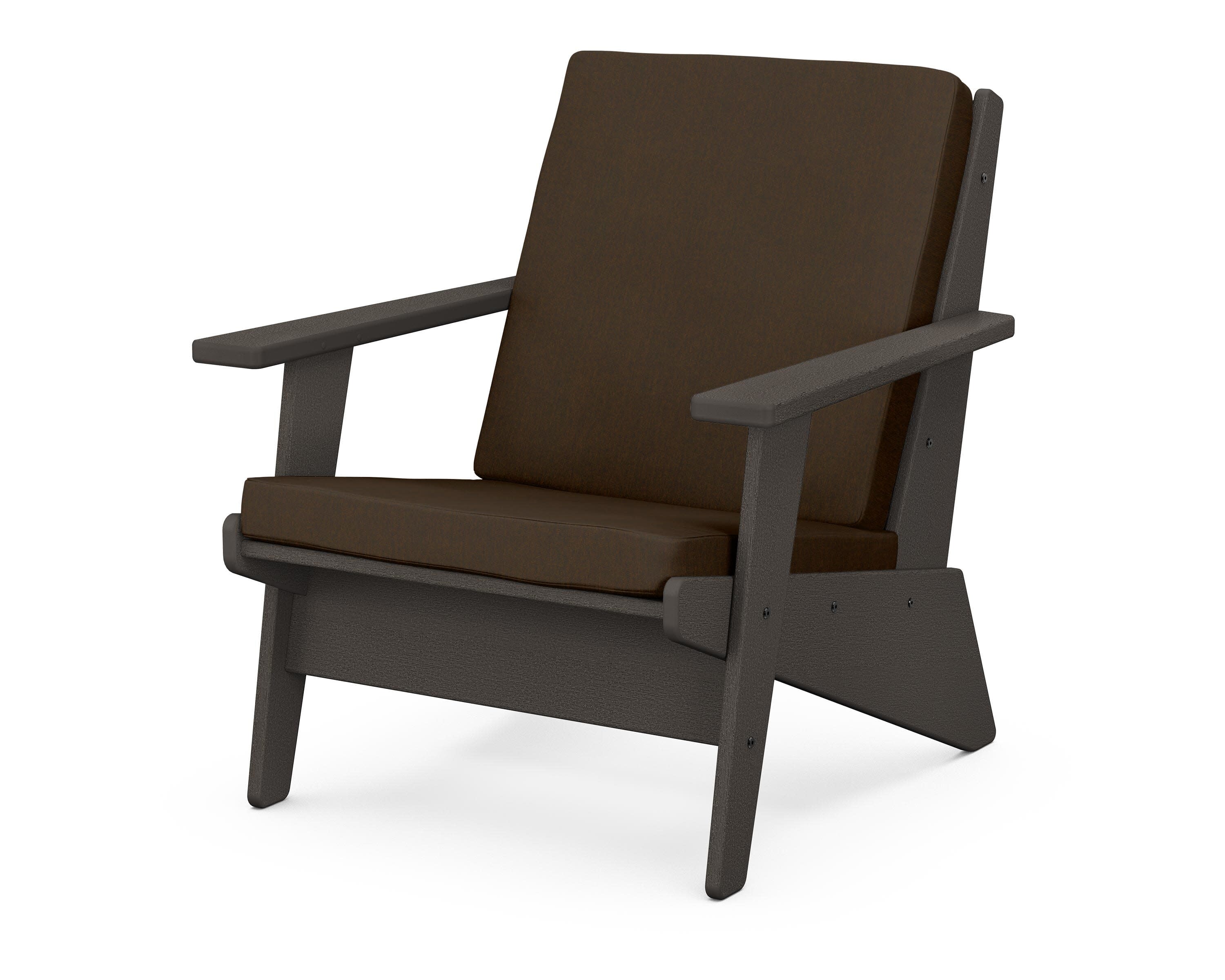 Riviera Modern Lounge Chair in Vintage Coffee / Canvas Java