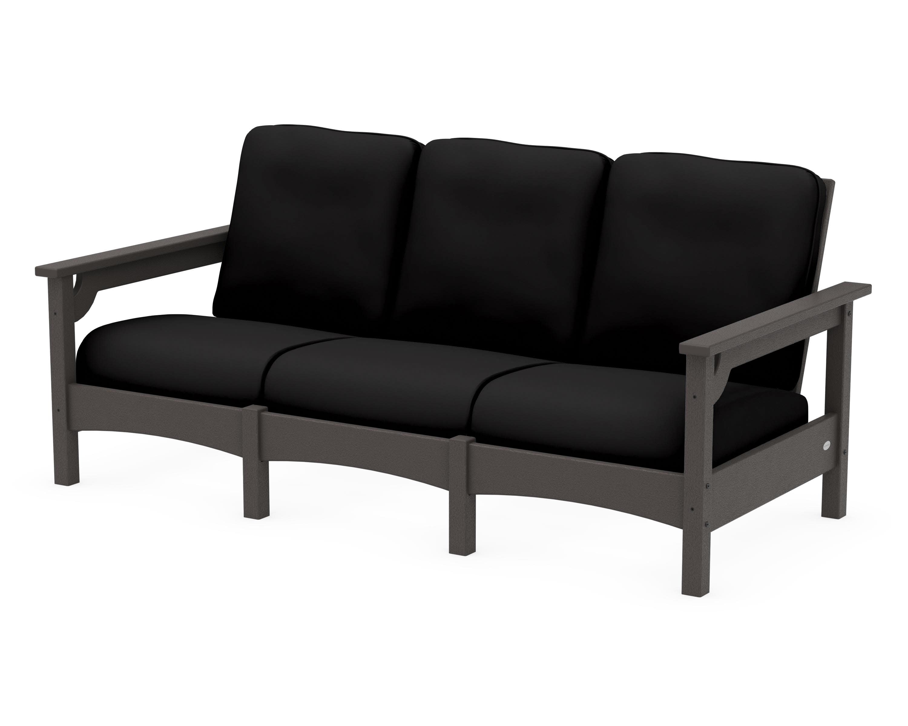 Club Sofa in Vintage Coffee / Canvas Black