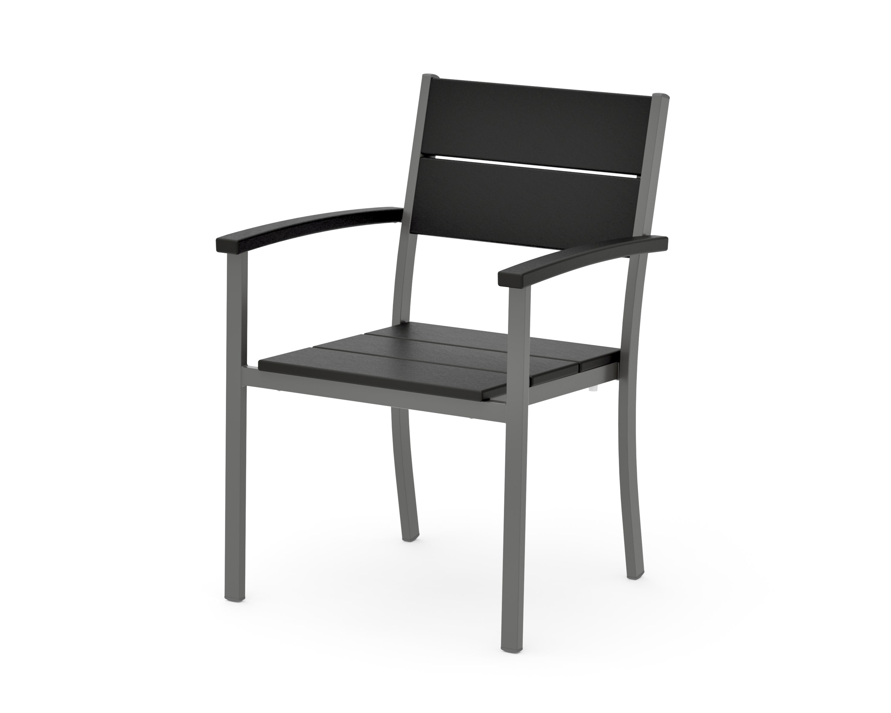 Main Street Stacking Dining Arm Chair in Charcoal / Black