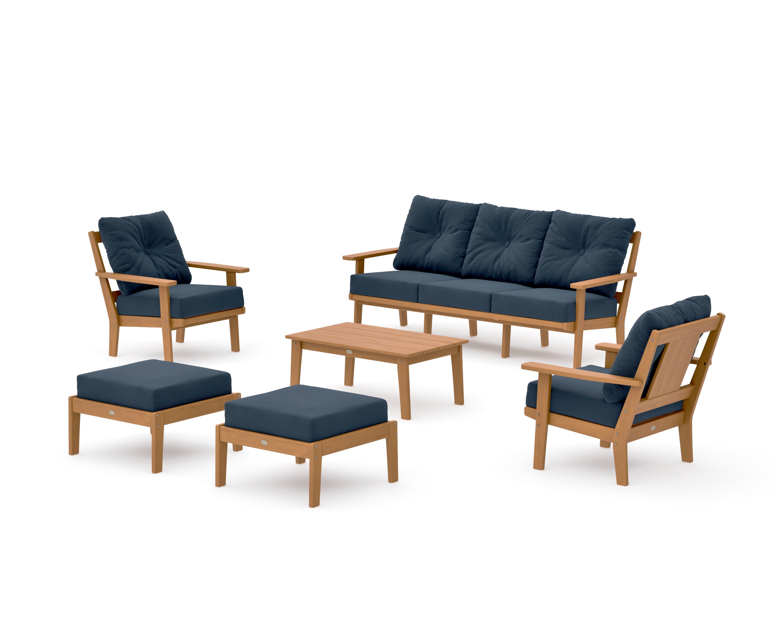 Prairie 6-Piece Lounge Sofa Set in Natural / Marine Indigo