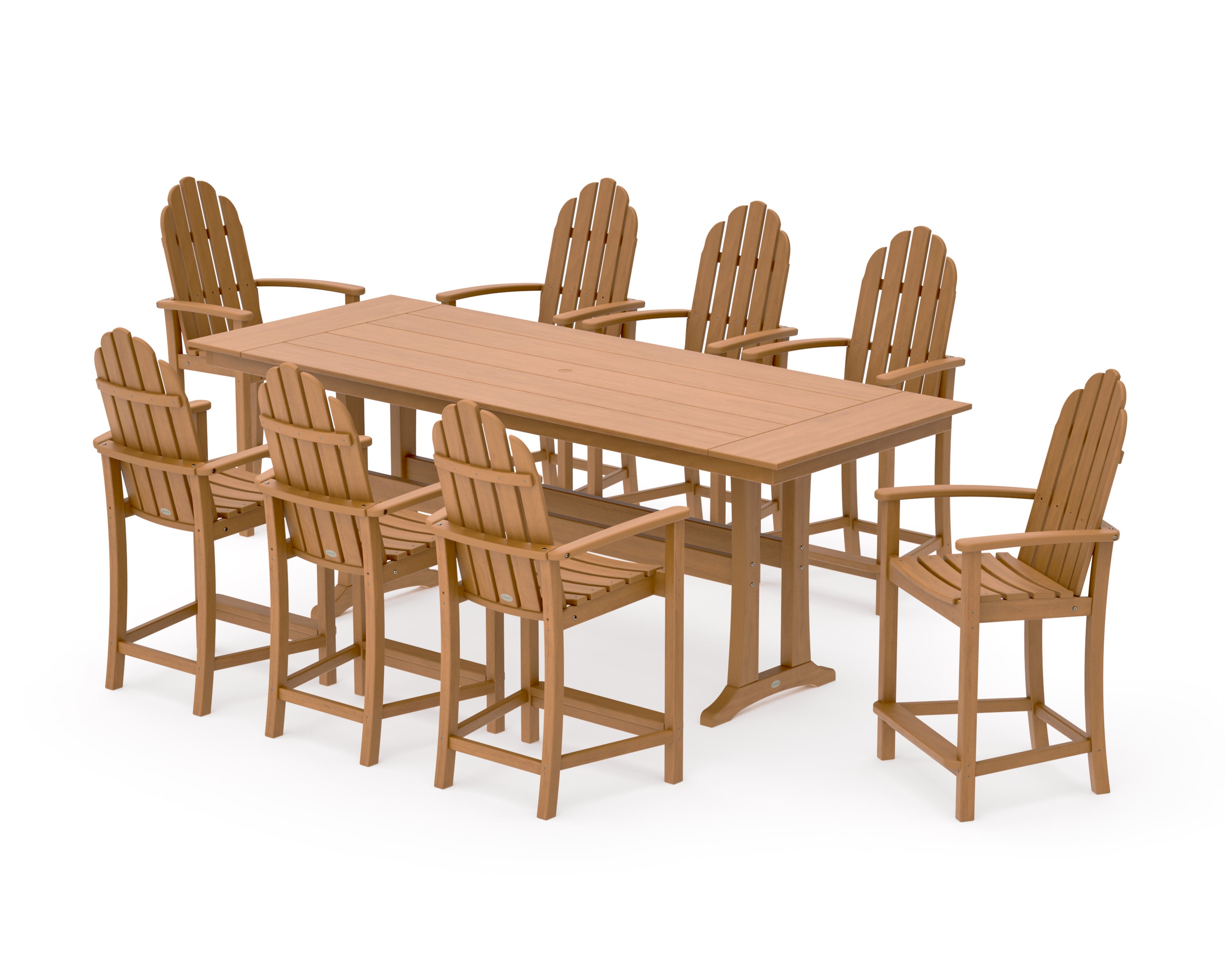 Classic Adirondack 9-Piece Farmhouse Counter Set with Trestle Legs in Natural